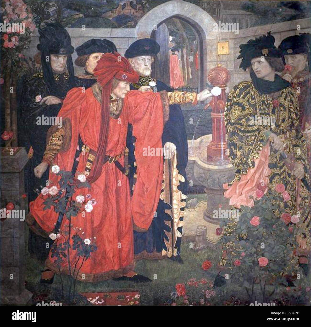 . Cueillir les roses rouges et blanches dans l'ancien Temple Gardens ...