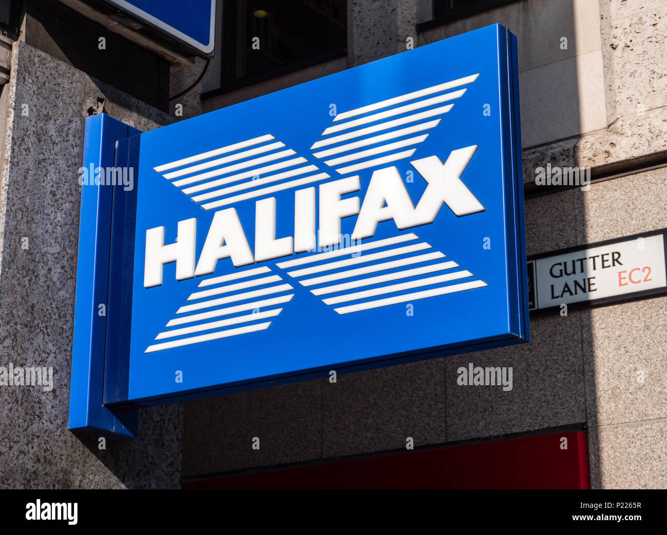 Signe d'Halifax, City of London, Londres, Angleterre, RU, FR. Banque D'Images