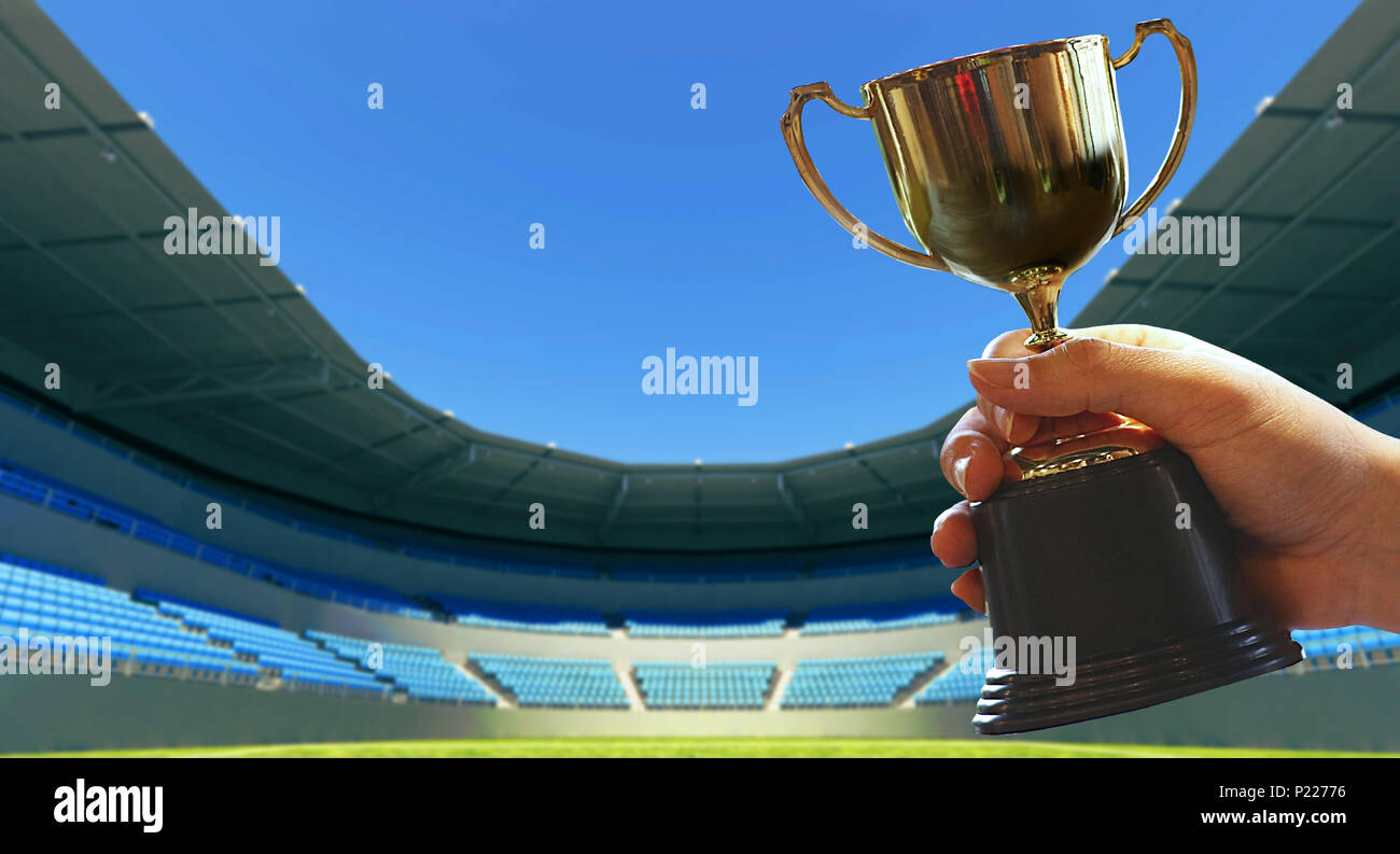 Le rendu 3D , l'arrière-plan du stade de football de la coupe du monde thème. Banque D'Images