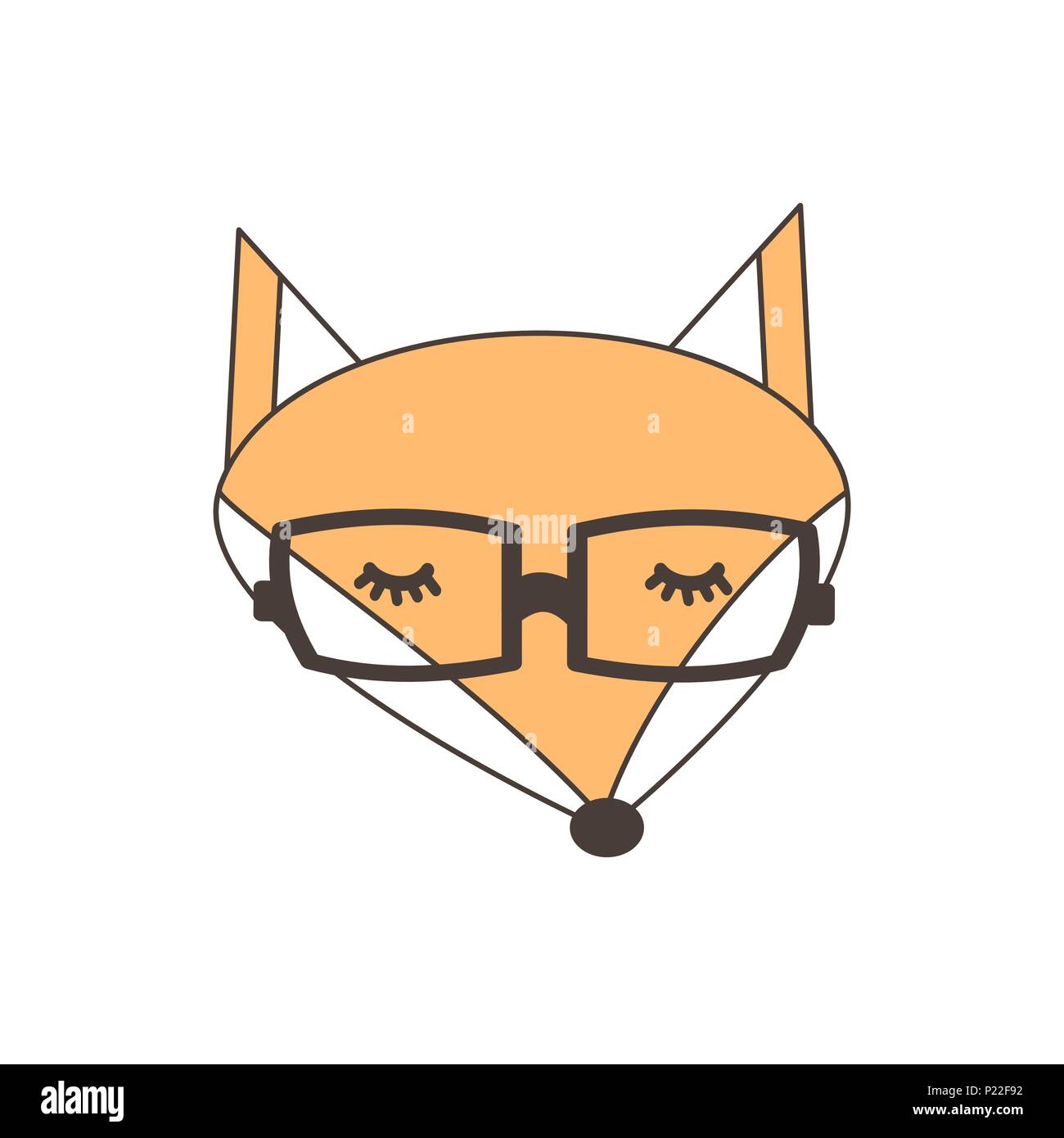 Cute cartoon fox face avec lunettes vector illustration isolé sur fond blanc Illustration de Vecteur