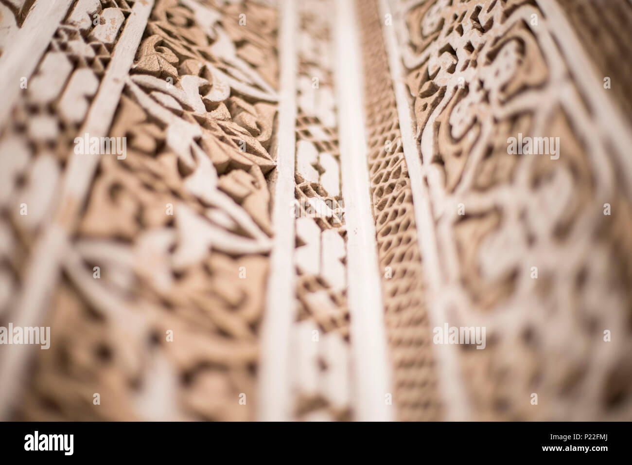 Détail architectural dans le musée de Marrakech, Ben Youssef, Marrakech-Médina 40000, Maroc Banque D'Images