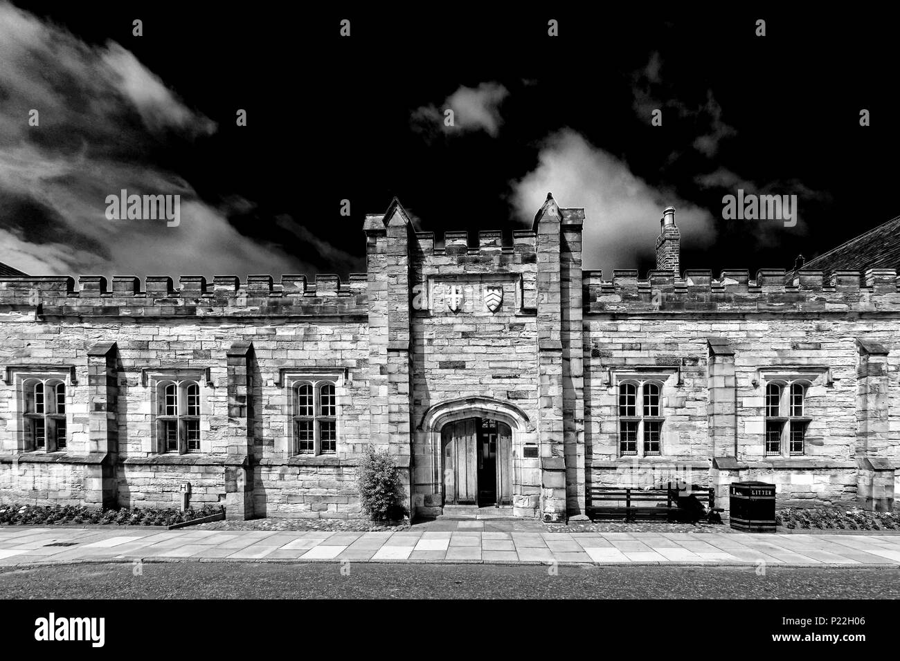 Entrée de la bibliothèque de l'Université de la cathédrale de Durham Banque D'Images