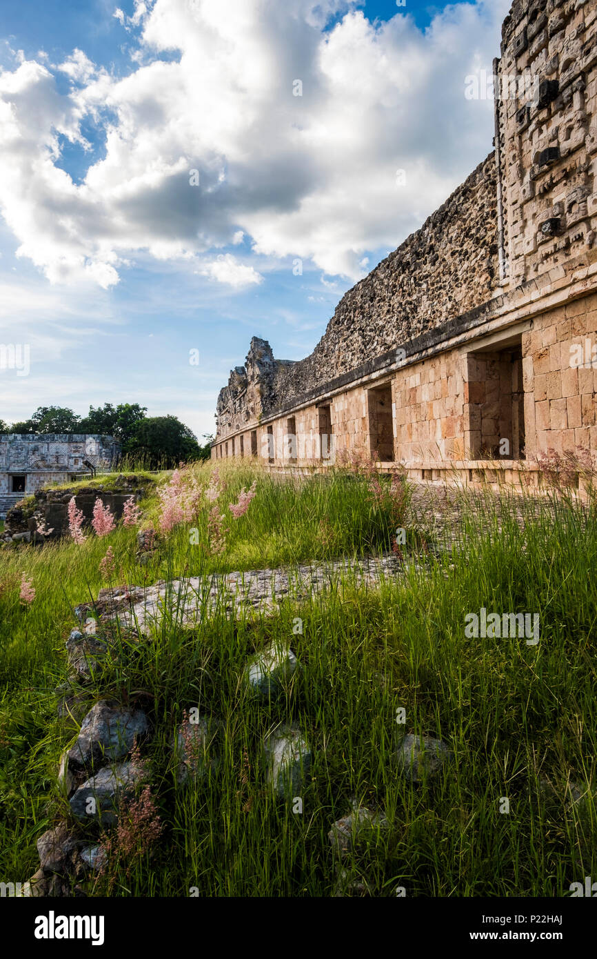 Les anciens Mayas, ruines, Nunnery Quadrangle, site archéologique d'Uxmal, Yucatan, Mexique Banque D'Images
