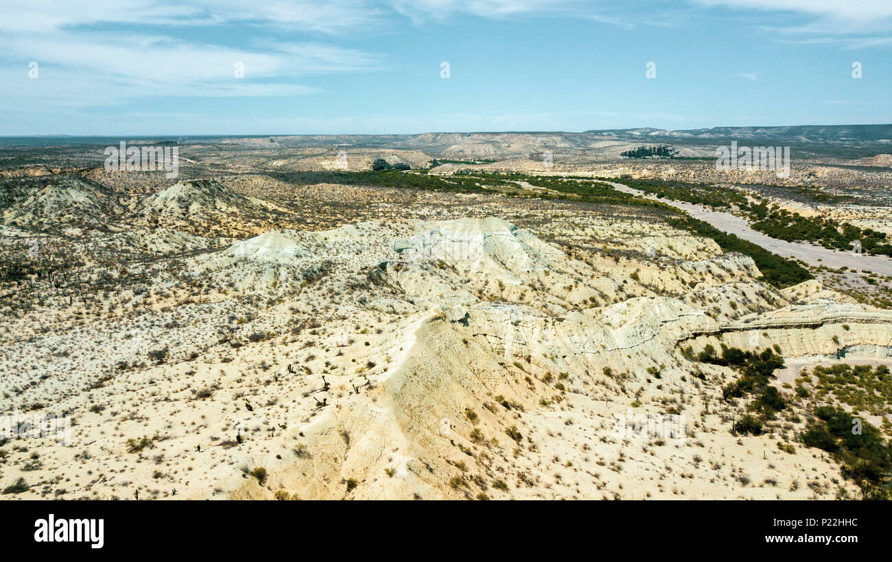 Vue panoramique aérienne du Désert de la péninsule de Basse-Californie au nord du Mexique Banque D'Images