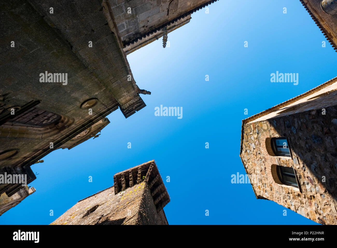 Détails de l'architecture du centre médiéval de la ville de Caceres en Estrémadure Espagne Banque D'Images