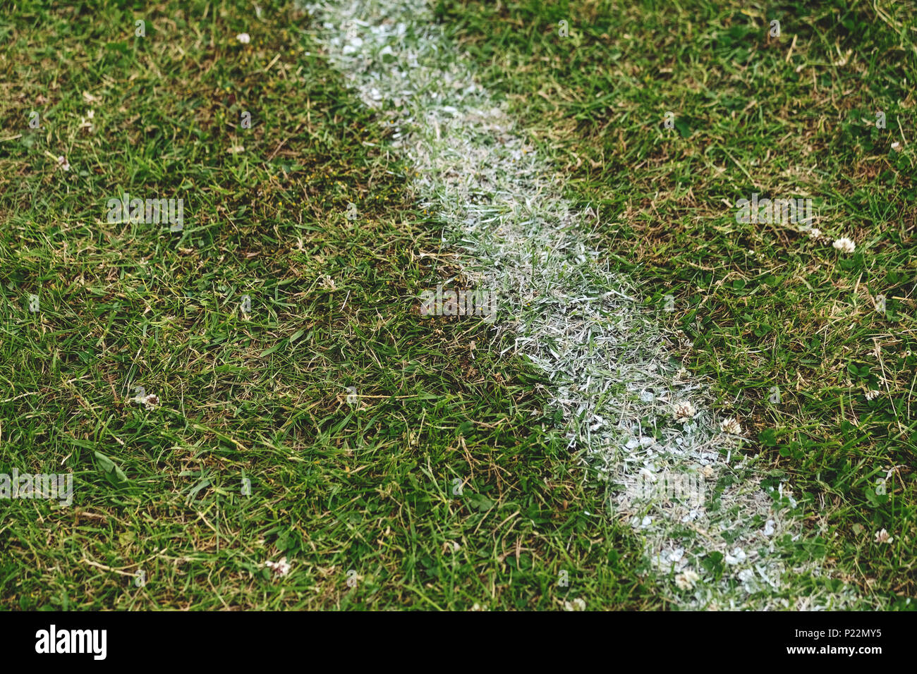 Une ligne de couleur blanche sur un terrain de sport Banque D'Images