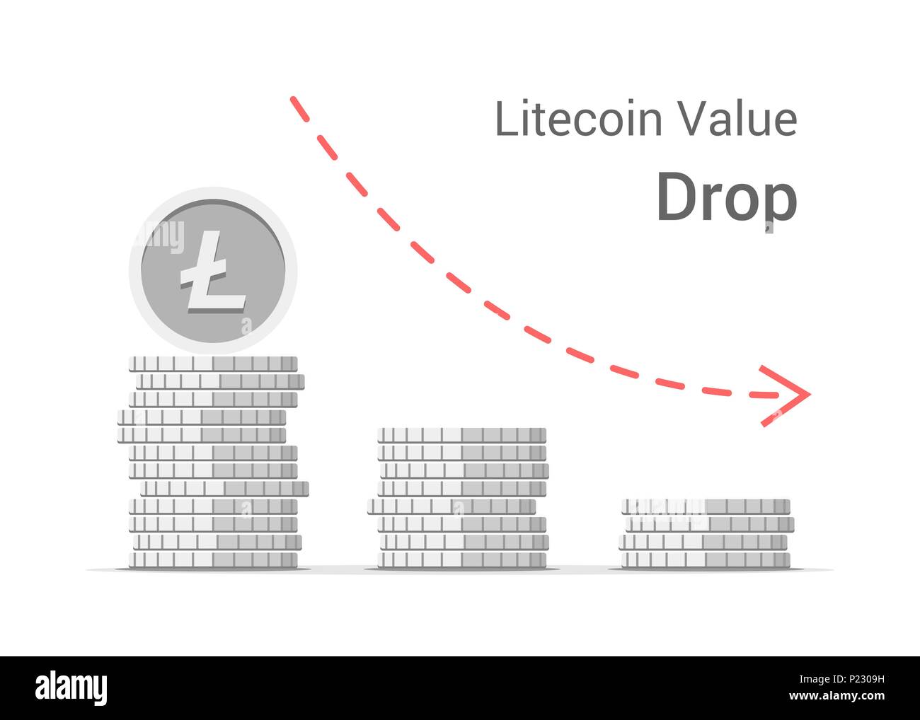 Litecoin liste déroulante Valeur concept illustration isolé sur fond blanc. Des piles de pièces d'argent télévision vecteur Illustration de Vecteur