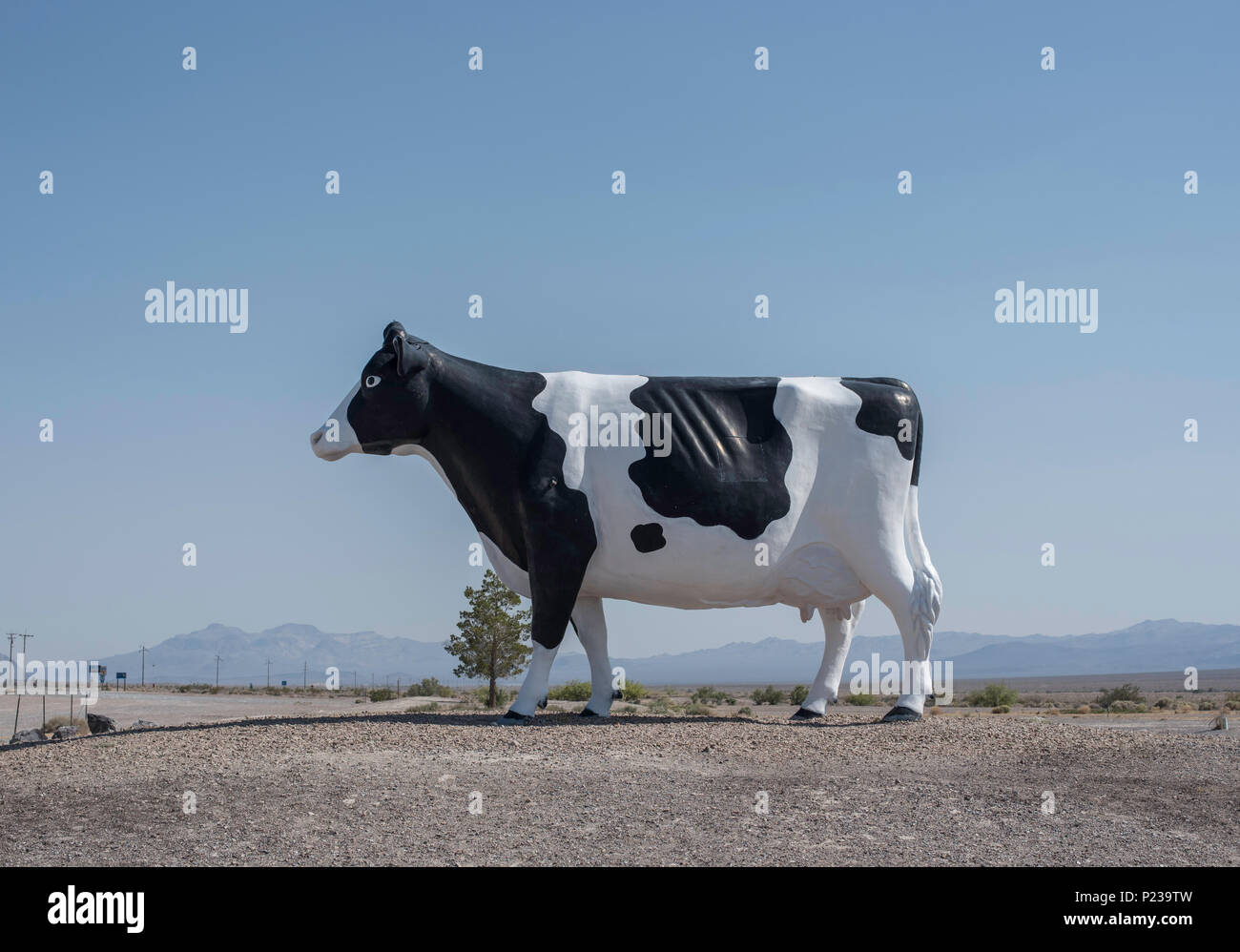 Vache géante à Amargosa Valley à la bienvenue à signer, Nevada NV, USA Banque D'Images