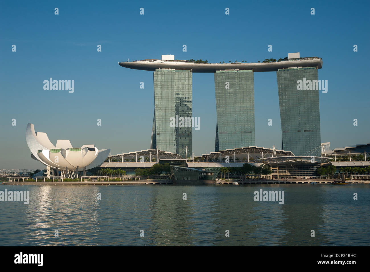 Singapour, Singapour, Vue du Parc Merlion à Marina Bay Sands Hotel Banque D'Images