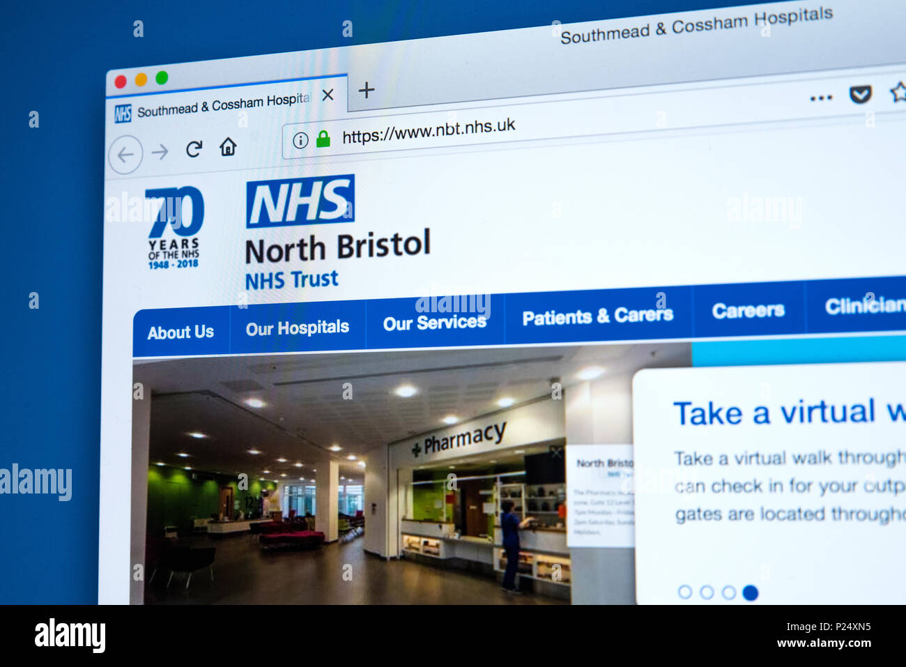 Londres, UK - 5 mars 2018 : La page d'accueil du site officiel pour le North Bristol NHS Trust, le 5 mars 2018. Banque D'Images