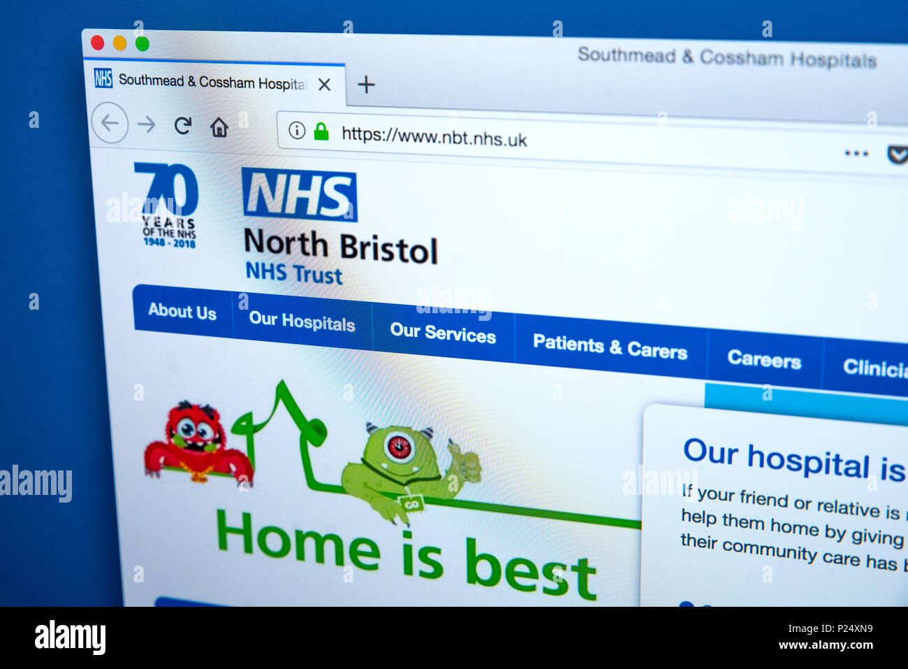 Londres, UK - 5 mars 2018 : La page d'accueil du site officiel pour le North Bristol NHS Trust, le 5 mars 2018. Banque D'Images