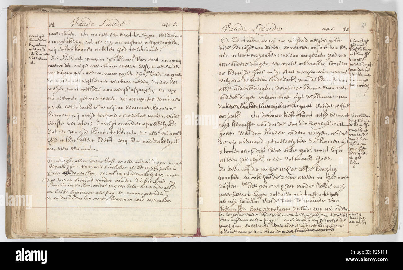 . Korte van Belgique (1815-1885 Dieu, de mensch, en deszelvs welstand - KB 75 G15 - Folios 047v (à gauche) et 048r (droite) . Benedictus de Spinoza, Korte van Belgique (1815-1885 Dieu, de mensch, en deszelvs welstand. Godgeleerde staatkundige verhandelinge. En Nauwkeurige nootsakelyke aenmerkingen verstant tot beeter van dit boek - gauche folium 047v ; côté droit folium 048r. Entre 1675 et 1700 circa circa. Baruch Spinoza (1632-1677) Noms alternatifs Benedictus de Spinoza, Baruch de Spinoza ; Benedetto Spinoza philosophe néerlandais Description traducteur, traducteur de la Bible et la date de naissance/de Banque D'Images