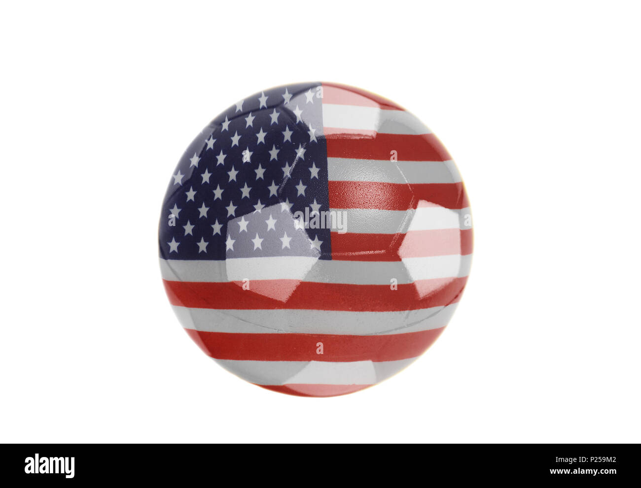 USA drapeau sur ballon de soccer isolé sur fond blanc Banque D'Images