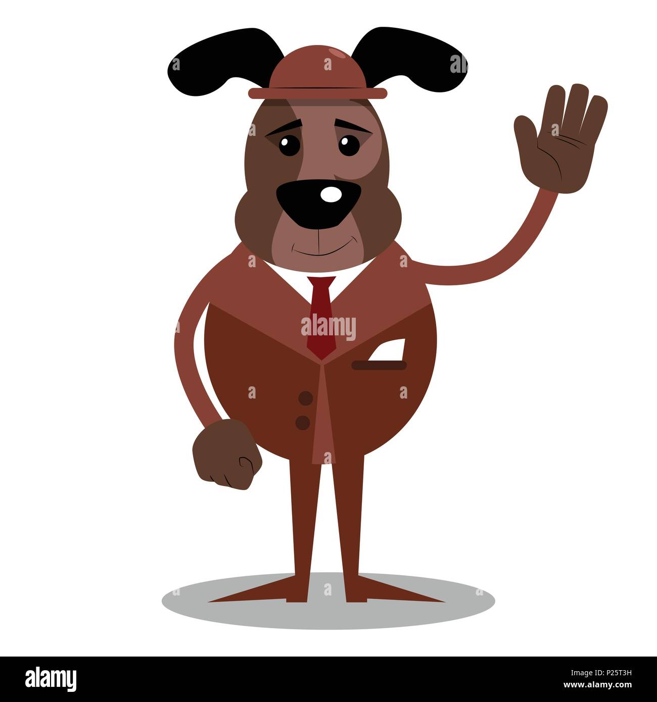 Illustré de dessins animés avec chien en agitant la main. Illustration de Vecteur