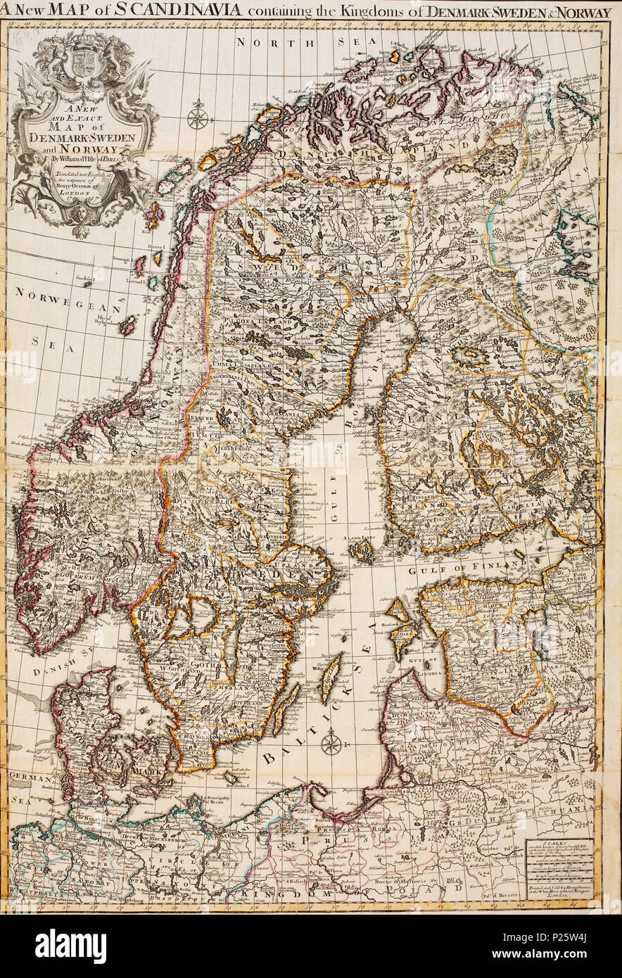 . Norsk bokmål : Nasjonalbibliotekets kartsamling de Kart. Kartet er gitt ut i London (1717) og'Skandinavia, Norden. avant 1717. Delisle, Guillaume 4 une nouvelle carte de l'exacte et le Danemark, la Suède et la Norvège - no-nb krt 00478 Banque D'Images