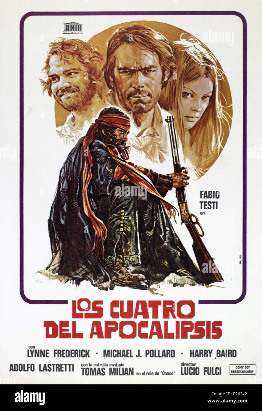 Titre original : I QUATTRO DELL'APOCALISSE. Titre en anglais : QUATRE DE L'APOCALYPSE. Directeur : LUCIO FULCI Film. Année : 1975. Credit : CORALTA CINEMATOGRAFICA / Album Banque D'Images