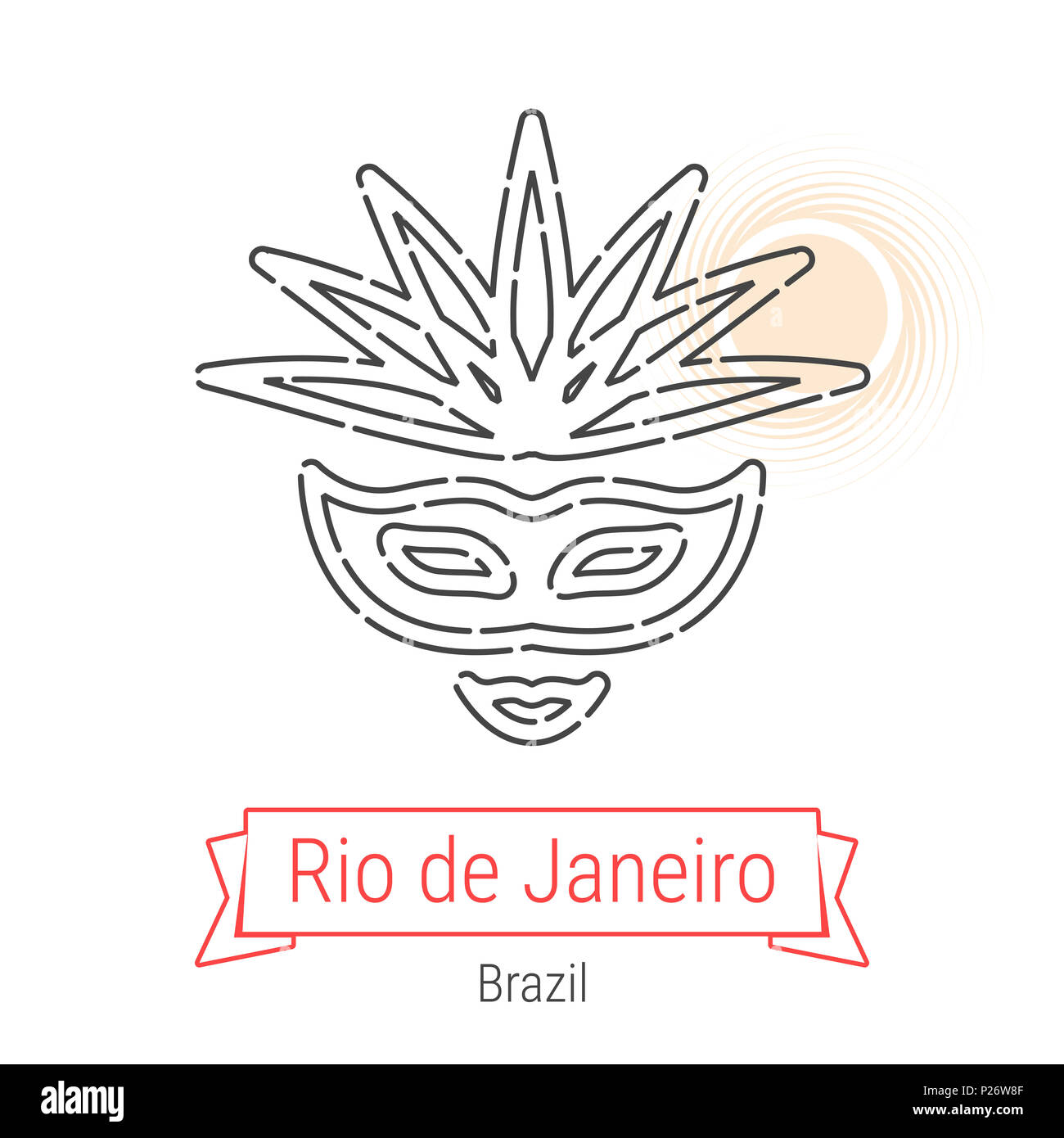 Rio de Janeiro, Brésil Icône Ligne avec ruban rouge isolé sur blanc. Rio de  Janeiro Vue - Emblème - Imprimer - Label - Symbole. Masque de carnaval de  Rio Picto Photo Stock - Alamy