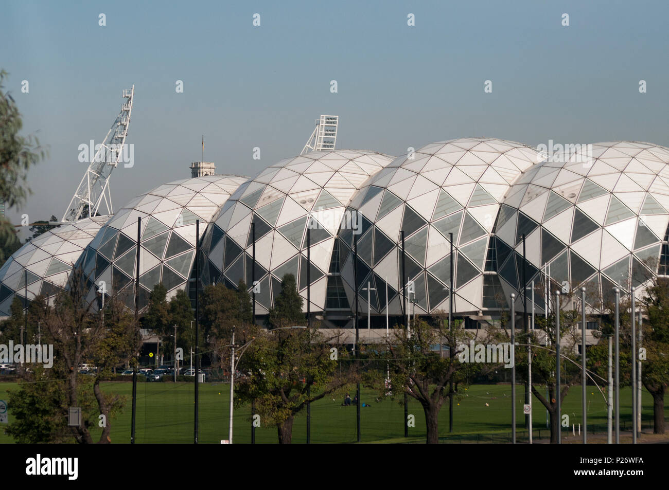 L'AAMI Park, ou rectangulaire Melbourne Stadium dispose d''un bioframe avec un toit géodésique. Melbourne, Australie Banque D'Images