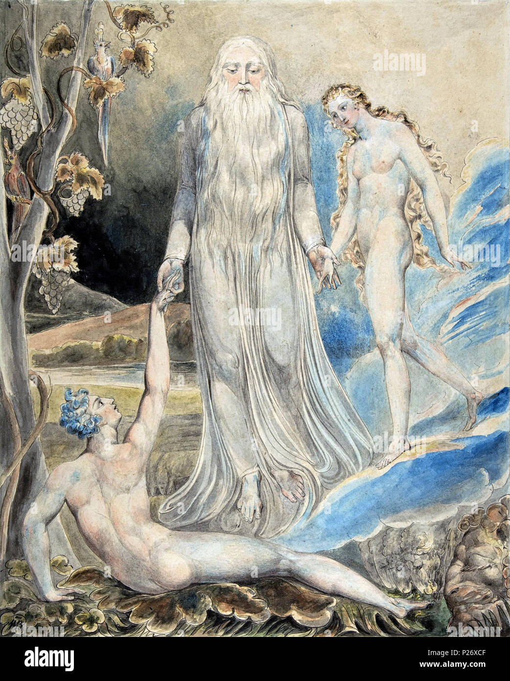 . Anglais : un léger rognage contraste avec l'amélioration du domaine public image file:Ange de la présence divine qui veille à Adam (La création d'Eve- 'et elle sera appelée femme) (recto) ; Ébauche pour les mêmes (verso) rencontré DP805381.jpg . circa 1803. William Blake 18 Ange de la Présence Divine Banque D'Images