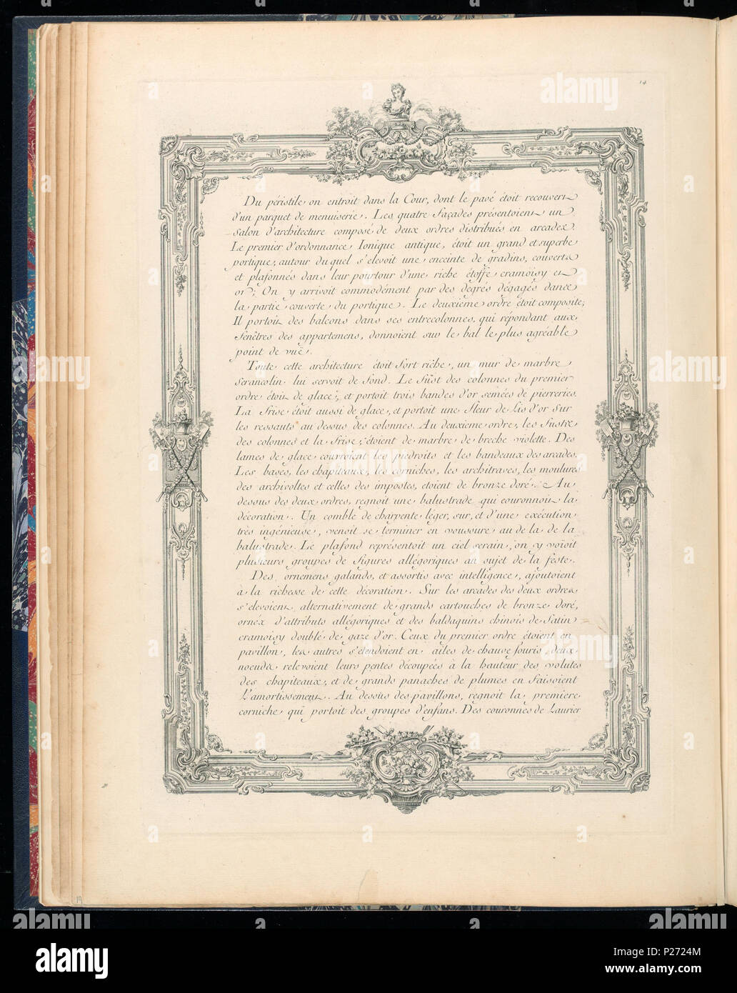 . Anglais : Bound Imprimer (France) . Anglais : Page de texte avec des décorations à la frontière, imprimé sur recto et verso. Les numéros d'adhésion pour les pages avec du texte ont été attribués après de longues pages avec des images gravées ont été créés. La séquence pour les pages de texte sont les suivantes : le texte des pages 1921-6-207-31/35, après gravure Texte-207-2 1921-6 1921-6/38 pages-207-36, après gravure 1921-6 1921-6-207-39-207-3 pages texte, après gravure 1921-6 1921-6 pages texte-207-22-207-40/45, après gravure 1921-6-207-23 . avant 1921 (la date d'acquisition) 42 Impression lié (France) (CH) 18736181-2 Banque D'Images