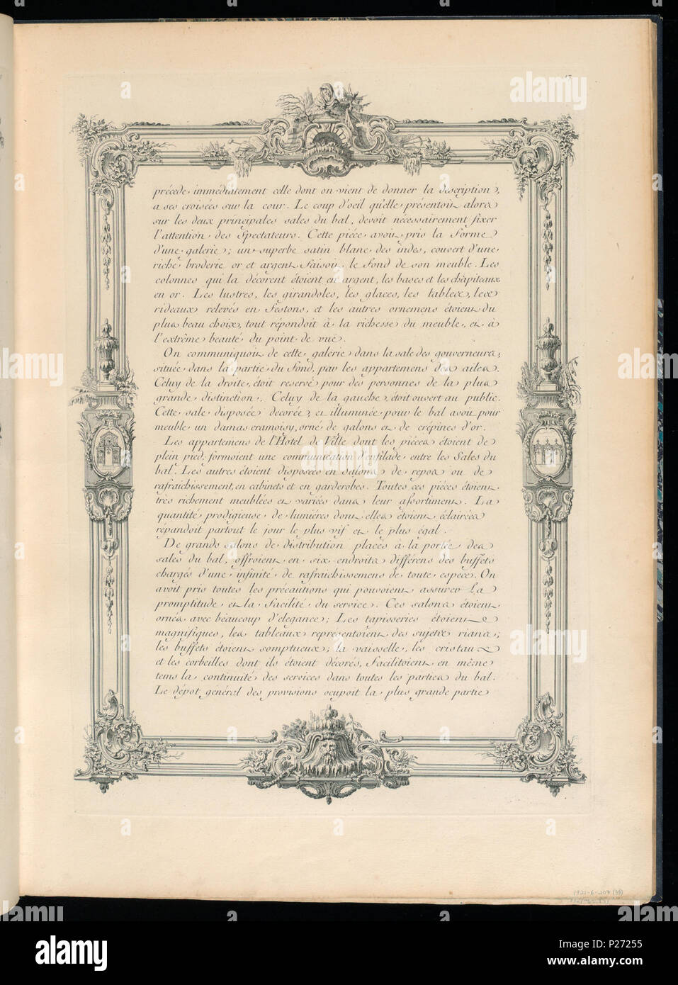 . Anglais : Bound Imprimer (France) . Anglais : Page de texte avec des décorations à la frontière, imprimé sur recto et verso. Les numéros d'adhésion pour les pages avec du texte ont été attribués après de longues pages avec des images gravées ont été créés. La séquence pour les pages de texte sont les suivantes : le texte des pages 1921-6-207-31/35, après gravure Texte-207-2 1921-6 1921-6/38 pages-207-36, après gravure 1921-6 1921-6-207-39-207-3 pages texte, après gravure 1921-6 1921-6 pages texte-207-22-207-40/45, après gravure 1921-6-207-23 . avant 1921 (la date d'acquisition) 42 Impression lié (France) 18736185 (CH) Banque D'Images