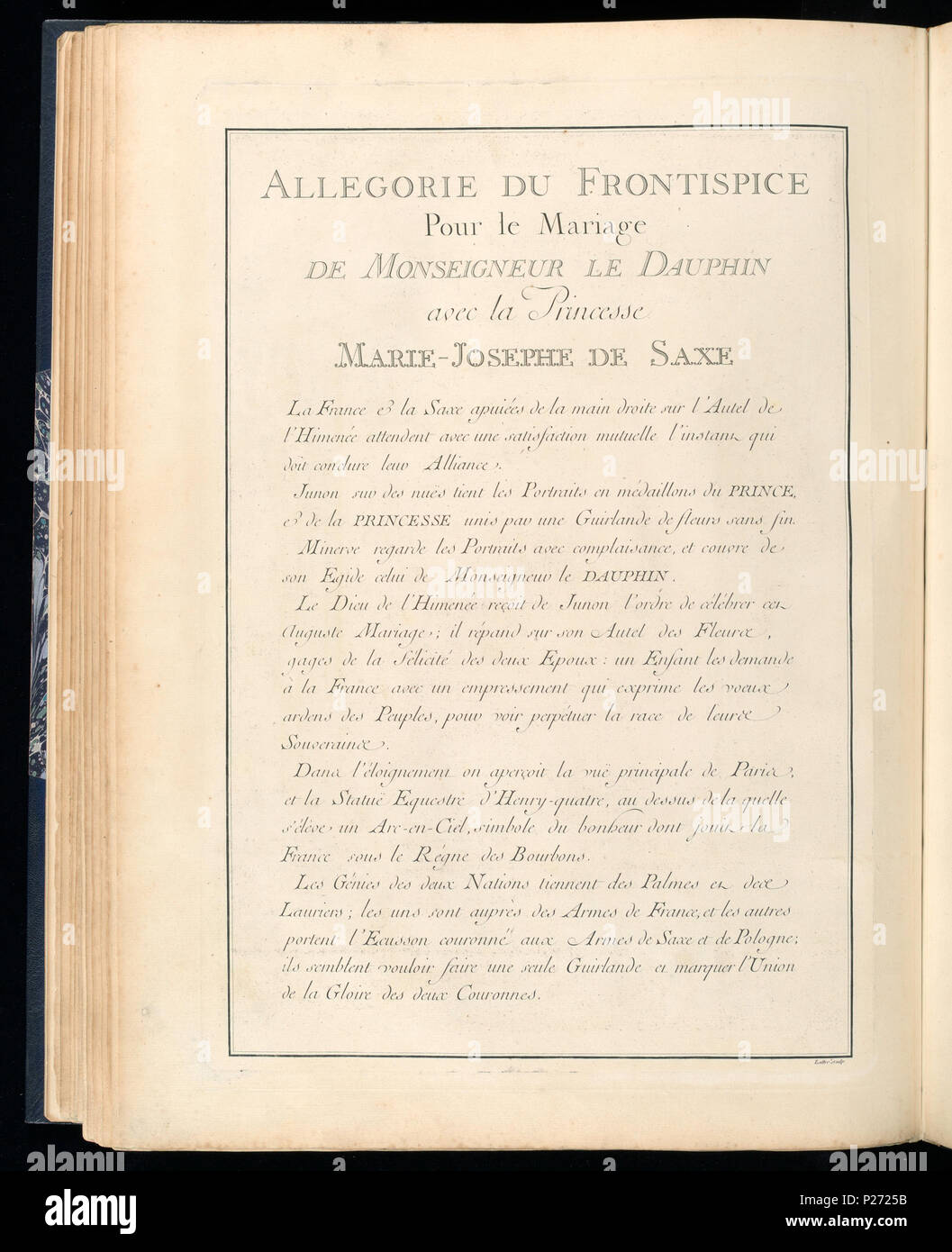 . Anglais : Bound Imprimer (France) . Anglais : Page de texte avec des décorations à la frontière, imprimé sur recto et verso. Les numéros d'adhésion pour les pages avec du texte ont été attribués après de longues pages avec des images gravées ont été créés. La séquence pour les pages de texte sont les suivantes : le texte des pages 1921-6-207-31/35, après gravure Texte-207-2 1921-6 1921-6/38 pages-207-36, après gravure 1921-6 1921-6-207-39-207-3 pages texte, après gravure 1921-6 1921-6 pages texte-207-22-207-40/45, après gravure 1921-6-207-23 . avant 1921 (la date d'acquisition) 42 Impression lié (France) (CH) 18736187-2 Banque D'Images