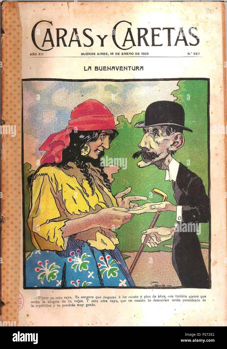 . Anglais : couverture pour le magazine argentin Caras y Caretas n° 537. 16 janvier 1909. José María Cao (1862-1918) 51 537 Caras caretas Banque D'Images