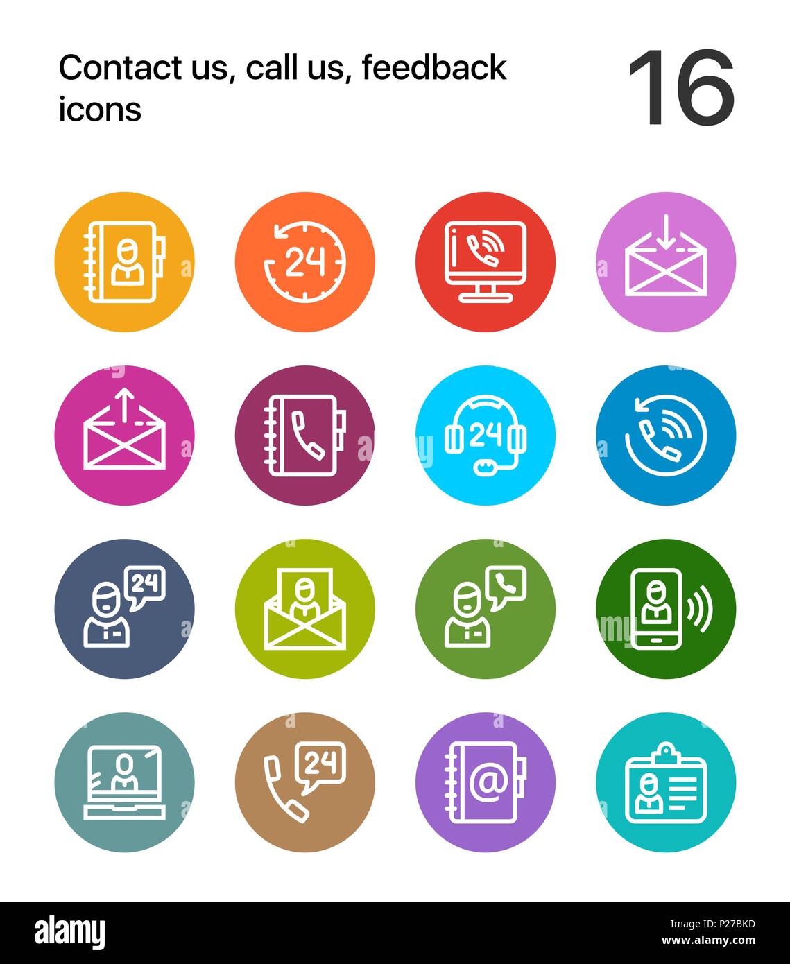 Colorful Contactez-nous, appelez-nous, icones d'information pour le web et les terminaux mobiles pack 1 Illustration de Vecteur