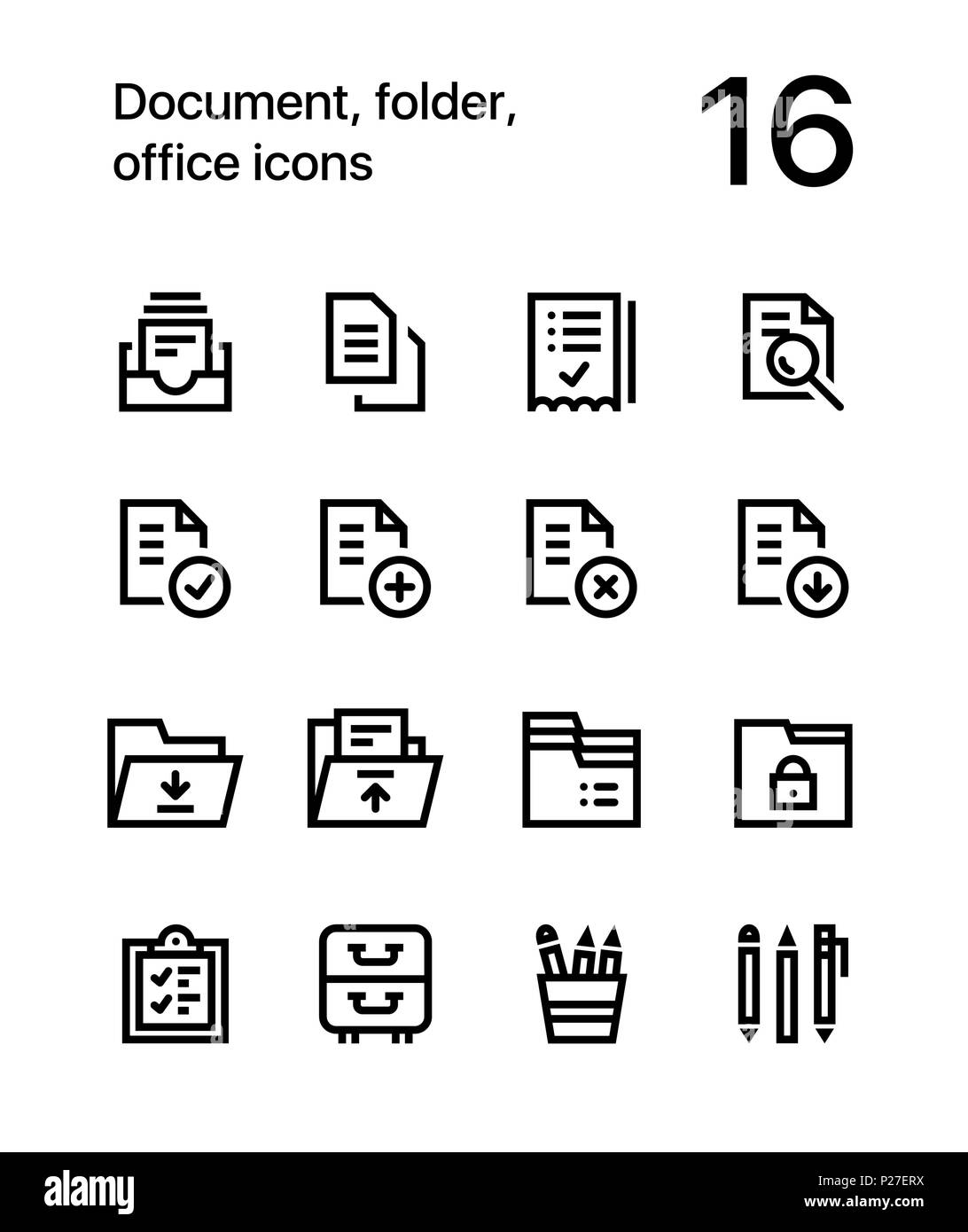 Le document, le dossier, les icônes de bureau et web design mobile pack 1 Illustration de Vecteur