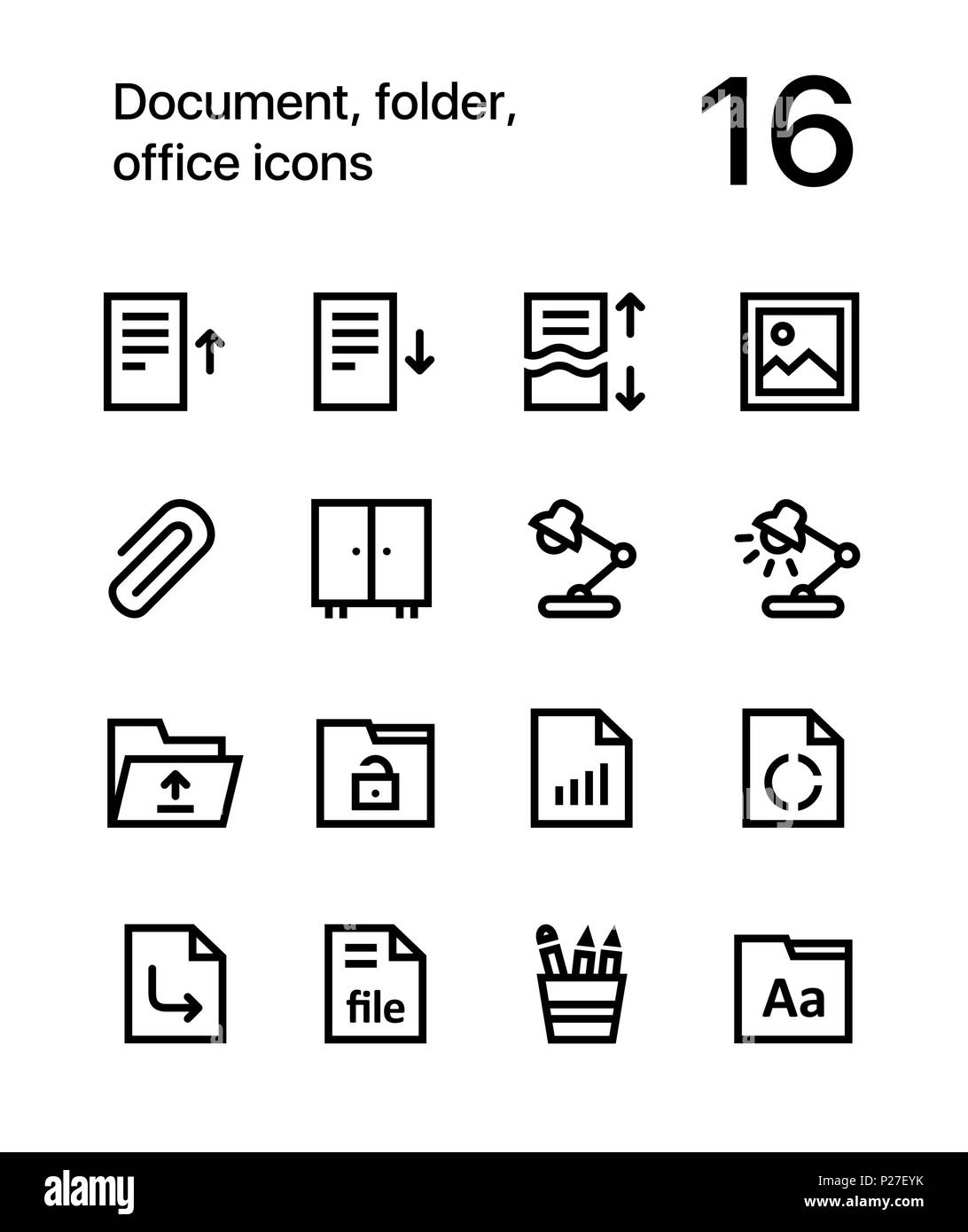 Le document, le dossier, les icônes de bureau et web design mobile pack 2 Illustration de Vecteur