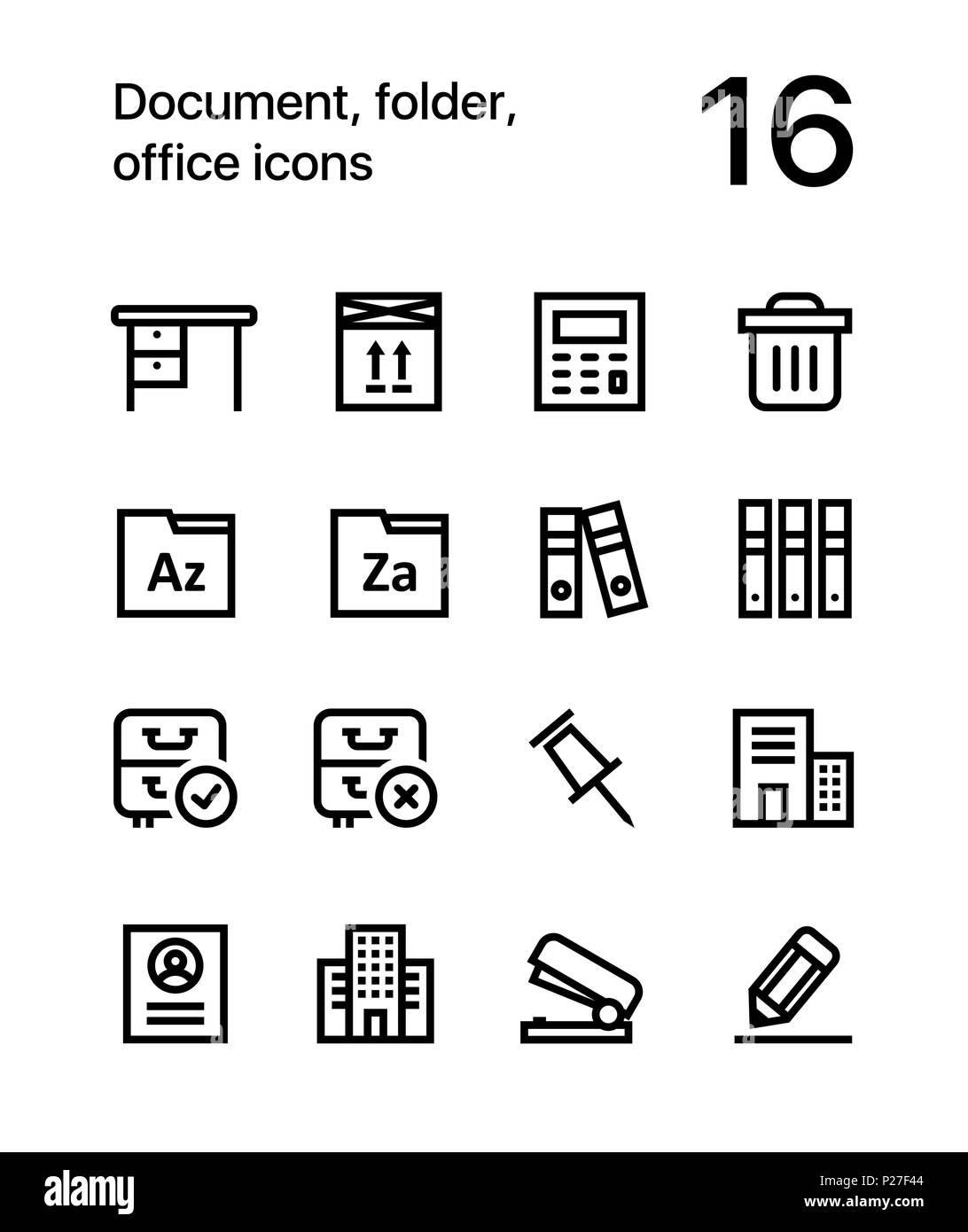 Le document, le dossier, les icônes de bureau et web design mobile pack 3 Illustration de Vecteur