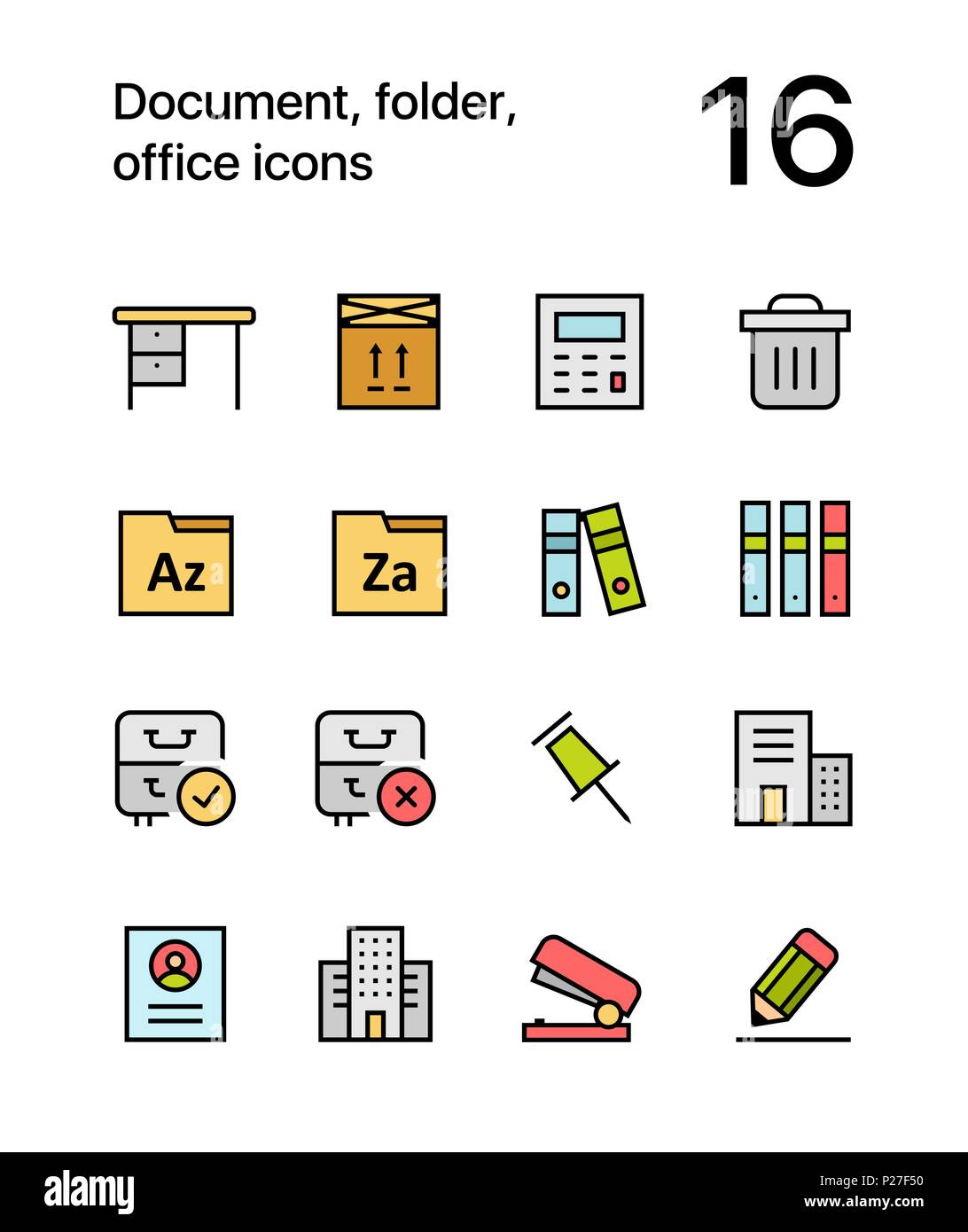 Les documents couleur, dossier, icônes de bureau pour le web et les terminaux mobiles pack 3 Illustration de Vecteur