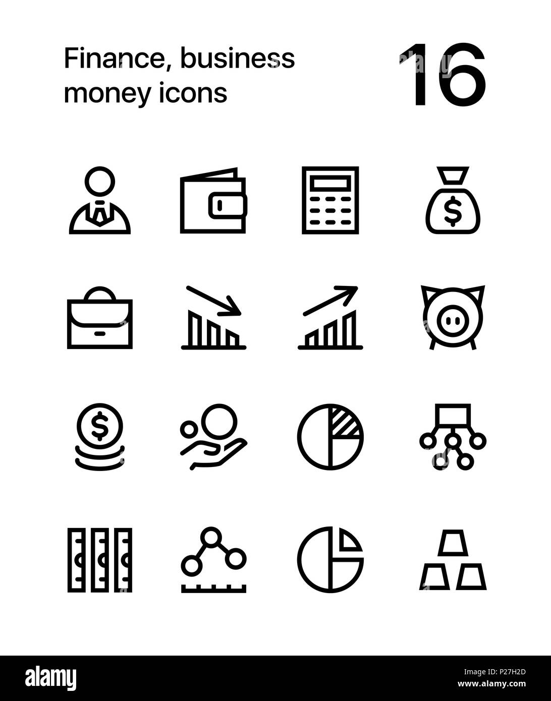 Les finances, les affaires, l'argent et d'icônes pour le web et les terminaux mobiles pack 1 Illustration de Vecteur