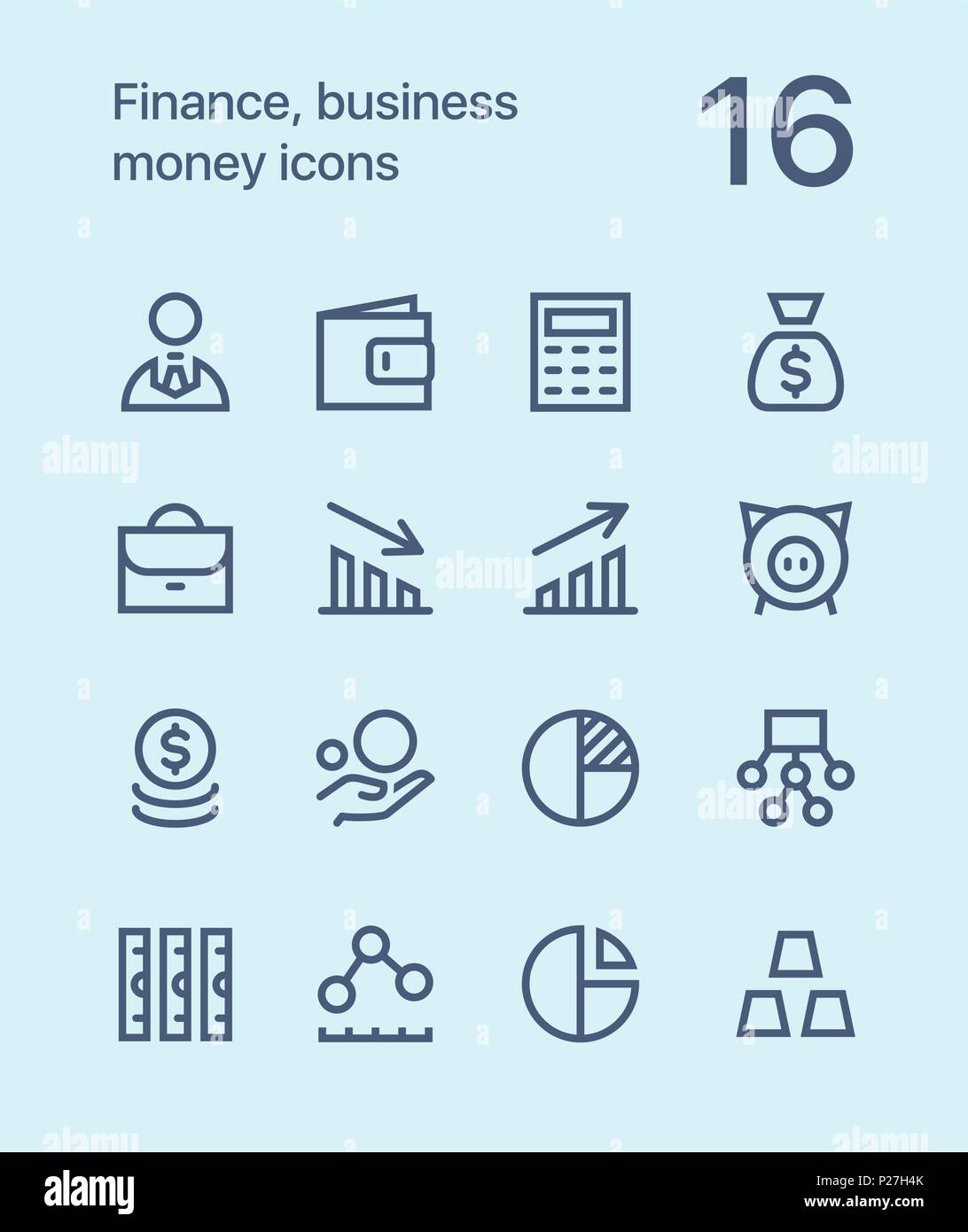 Décrire les finances, les affaires, l'argent et d'icônes pour le web et les terminaux mobiles pack 1 Illustration de Vecteur