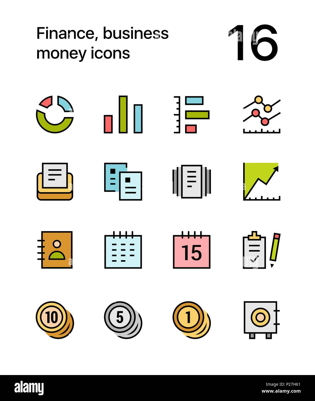 Finances, de couleur argent, d'affaires et d'icônes pour le web et les terminaux mobiles pack 2 Illustration de Vecteur