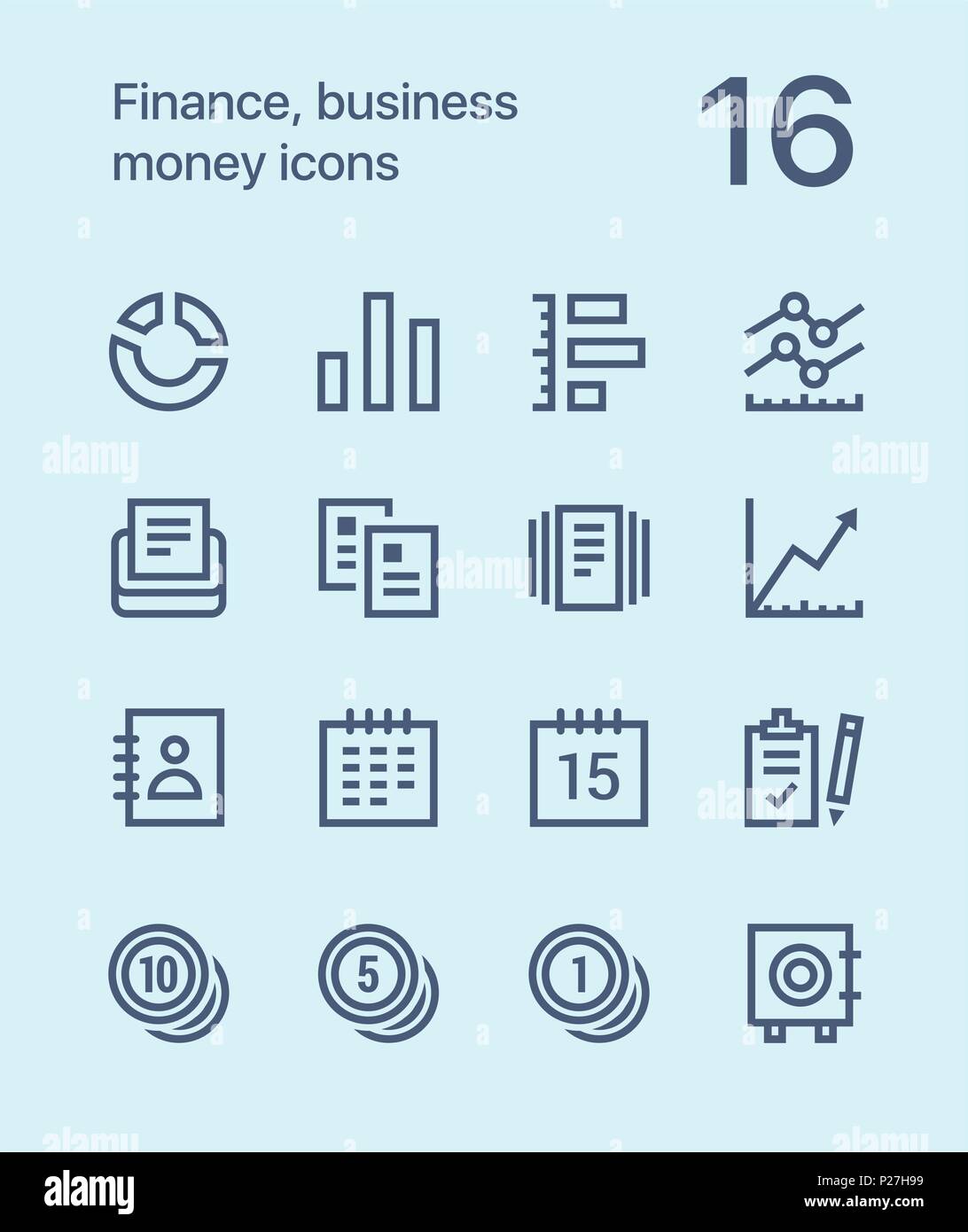 Décrire les finances, les affaires, l'argent et d'icônes pour le web et les terminaux mobiles pack 2 Illustration de Vecteur