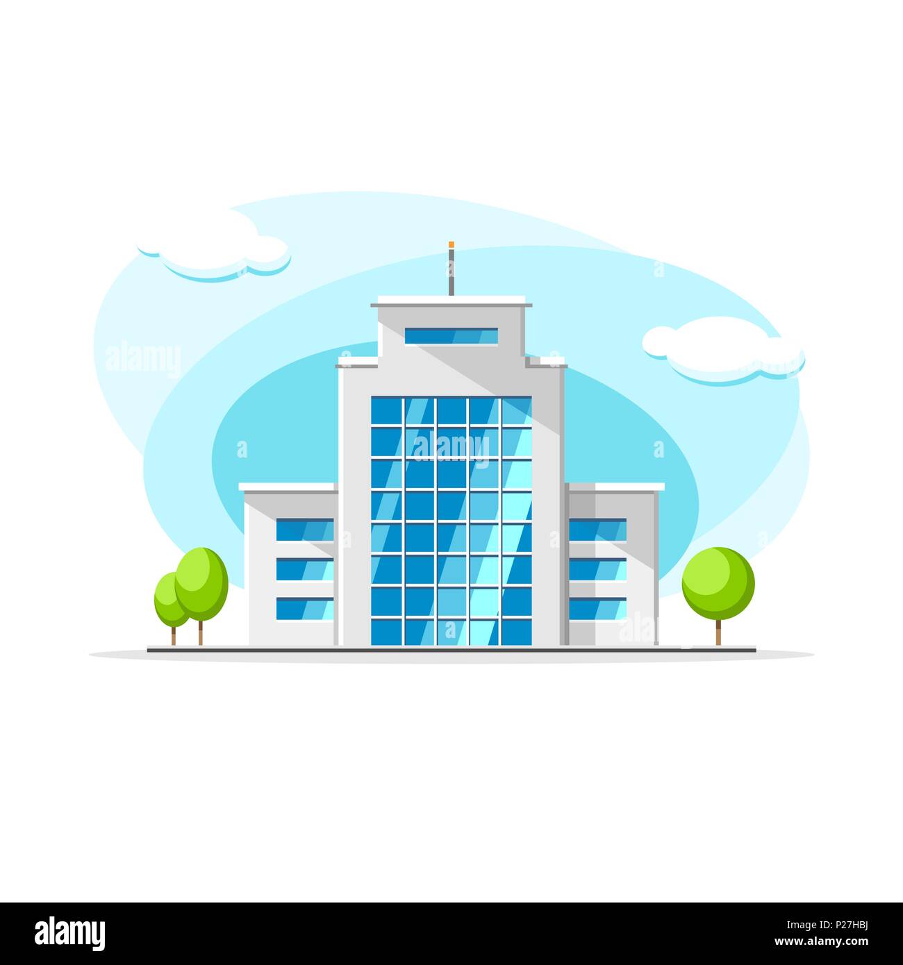 Télévision vector immeuble de bureaux modernes de l'image de couleurs de verre. Maison de ville, appartement, immeuble d'objet sur fond blanc isolé Illustration de Vecteur