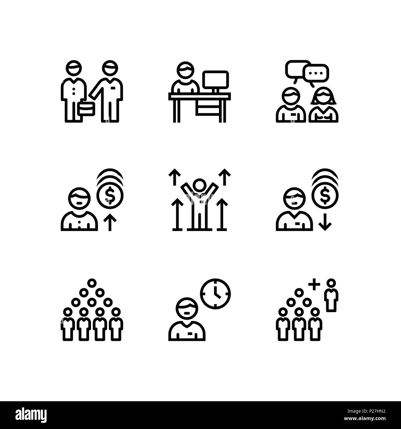 Les gens d'affaires, salles de réunions, travail en équipe vector icônes simples pour le web et les terminaux mobiles pack 3 Illustration de Vecteur