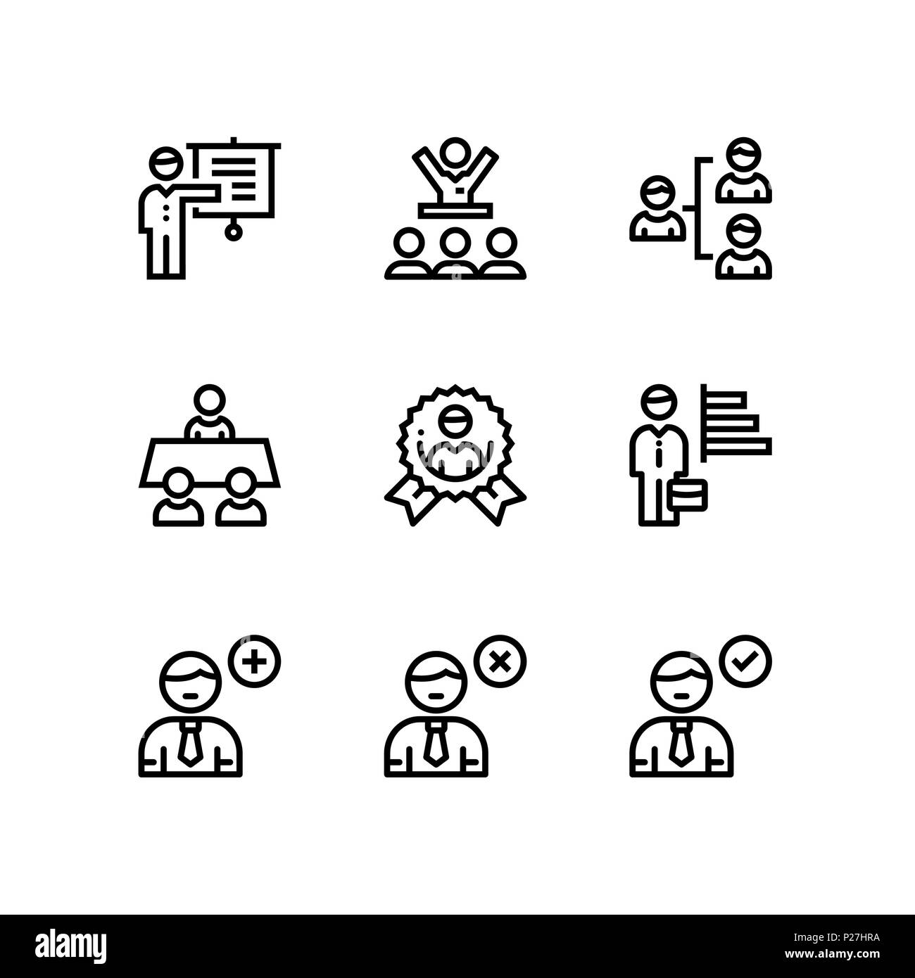 Les gens d'affaires, salles de réunions, travail en équipe vector icônes simples pour le web et les terminaux mobiles pack 4 Illustration de Vecteur