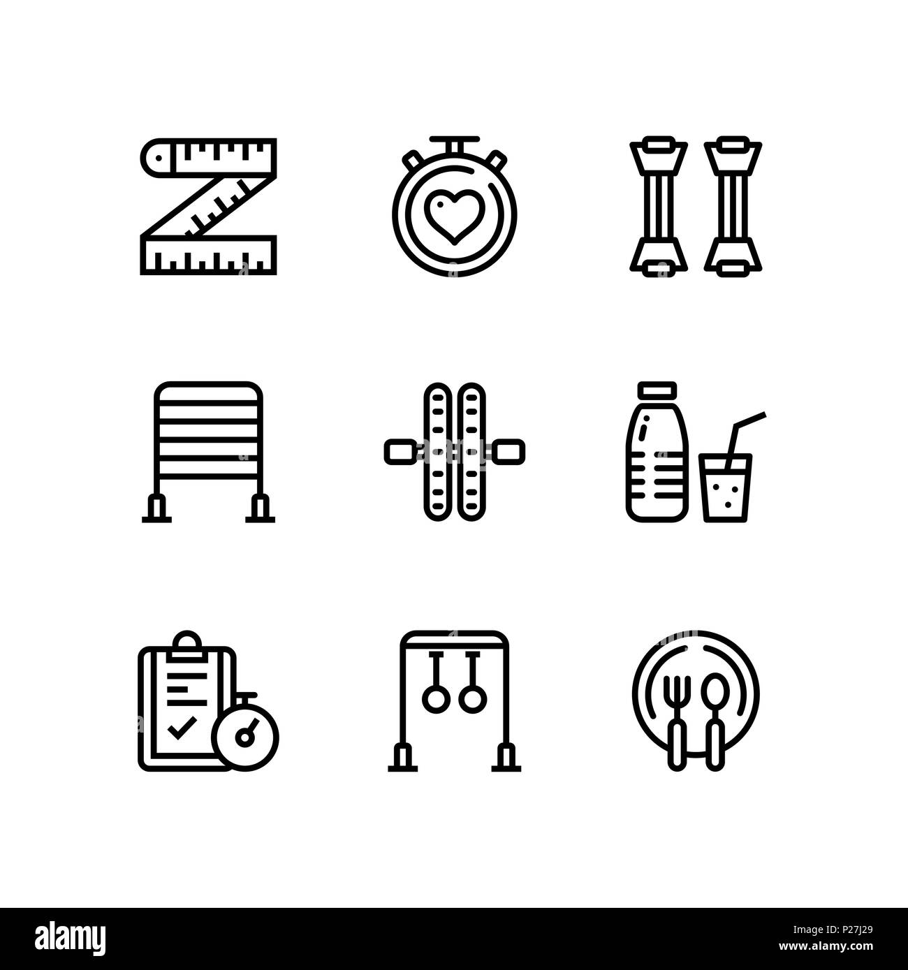 Entraînement, fitness, salle de sport et d'icônes pour le web et les terminaux mobiles pack 5 Illustration de Vecteur