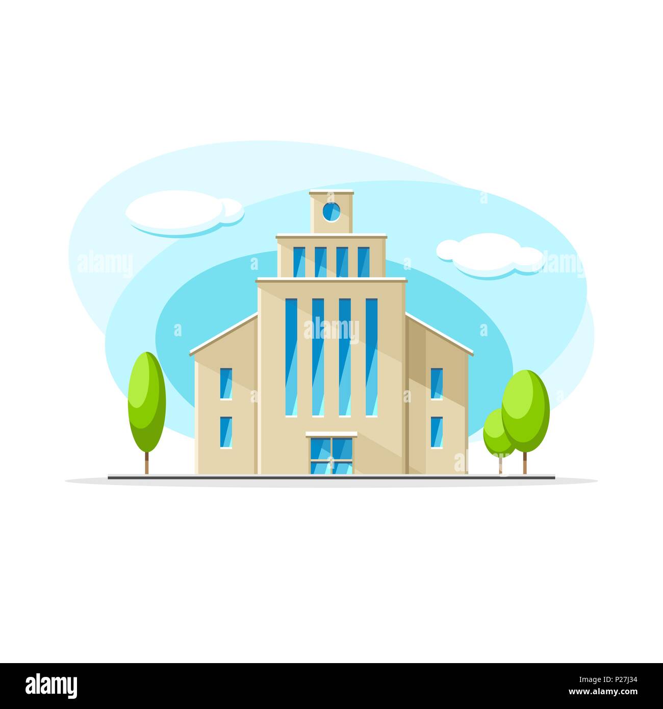 Télévision vector illustration colorée bâtiment gratte-ciel moderne. Maison de ville, appartement, immeuble d'objet sur fond blanc isolé Illustration de Vecteur