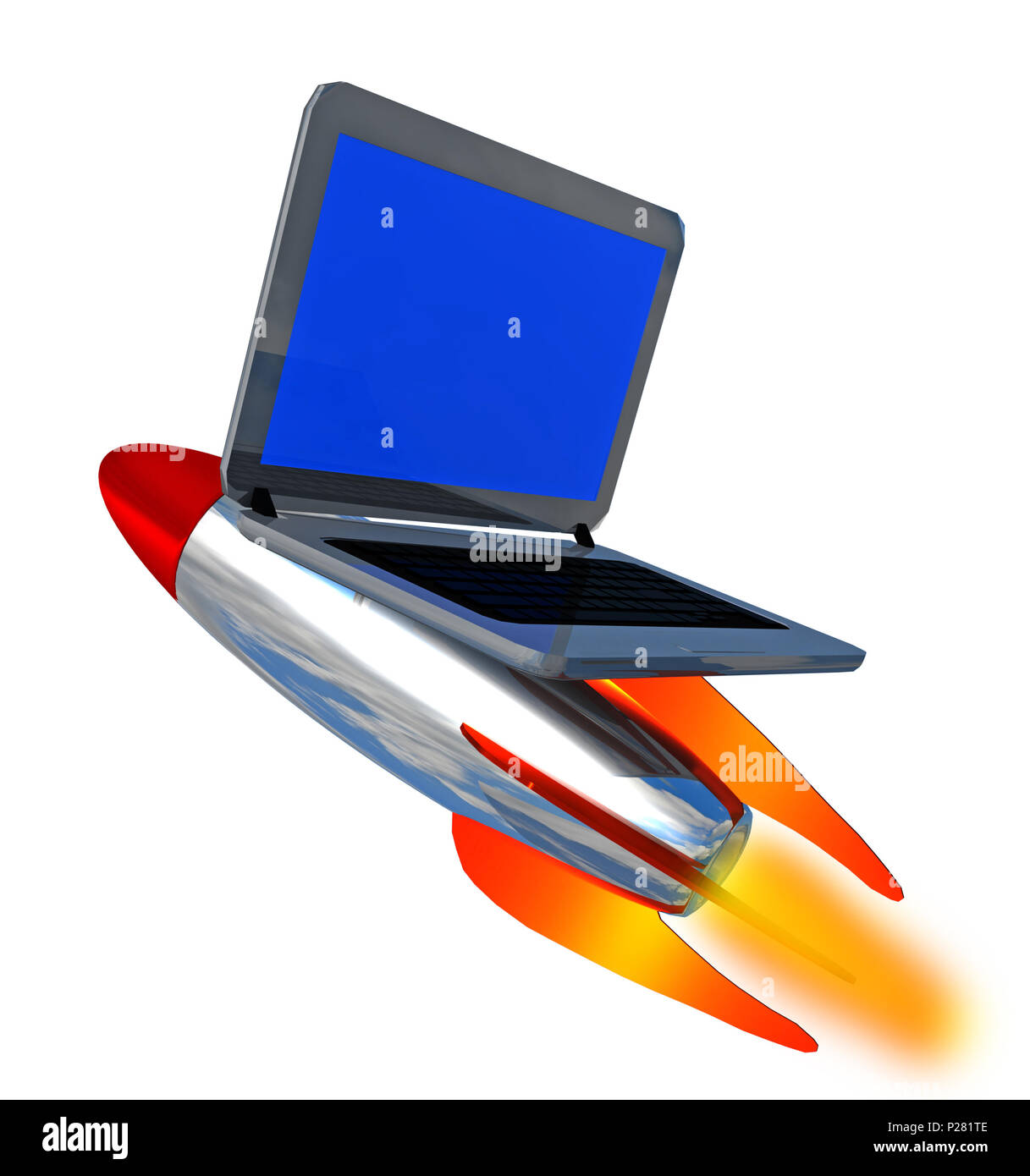 Les performances de l'ordinateur portable internet vitesse missile - le rendu 3D Banque D'Images