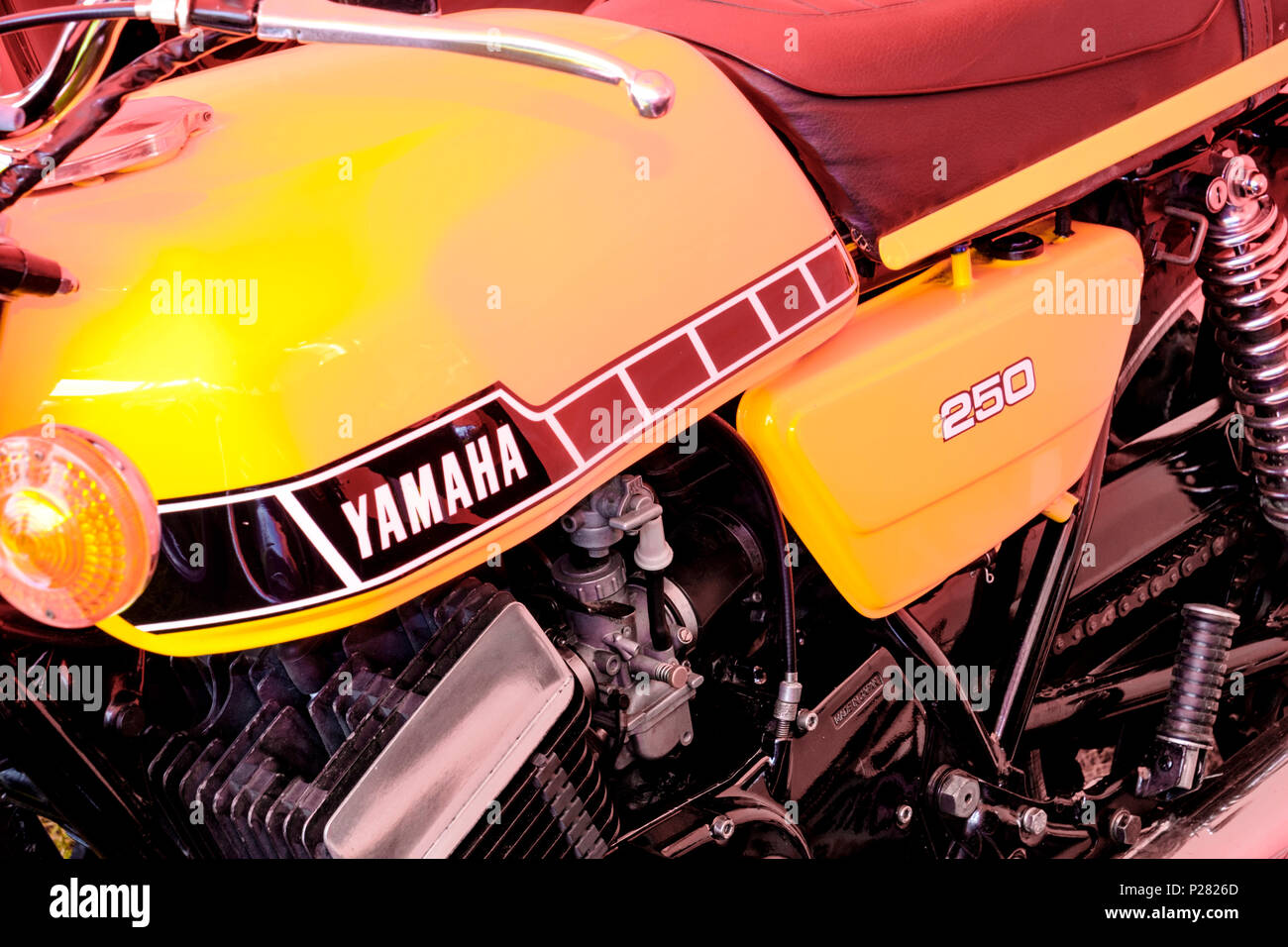 Un classique Yamaha RD250 moto 2 temps Banque D'Images