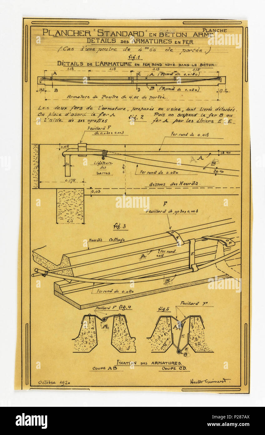 . Anglais : dessin, conception d'un Mass-Operational Maison conçue par Hector Guimard, la construction du fer prend en charge, octobre 1920 . Anglais : Conception d'une maison opérationnelle par Guimard, détaillant la construction de supports de fer. . Octobre 1920 100 Dessin, conception d'un Mass-Operational Maison conçue par Hector Guimard, la construction du fer prend en charge, octobre 1920 (CH) 18410965-2 Banque D'Images