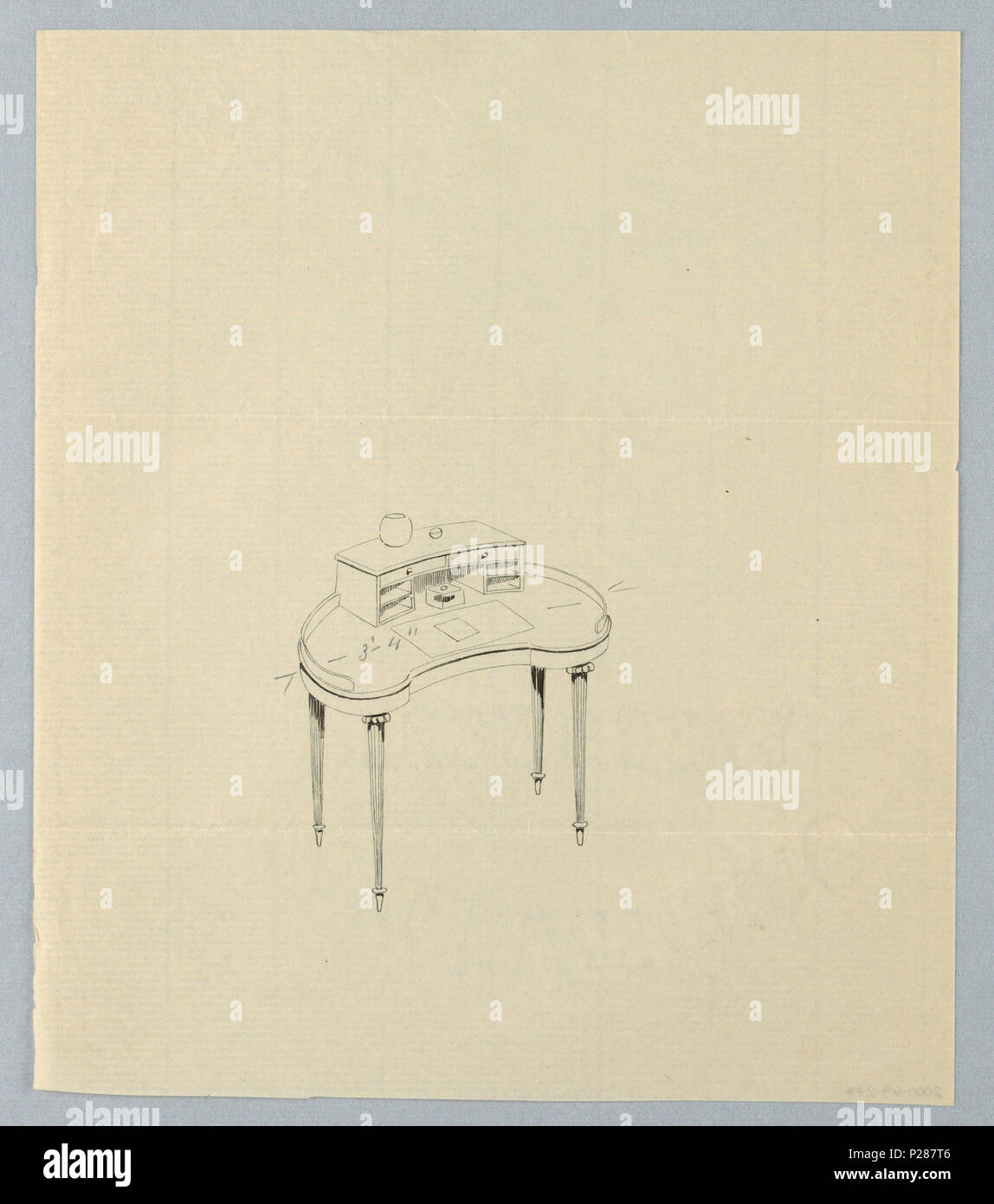 101 Dessin, Design for Kidney-Shaped avec vase vide Table écrit au sommet, 1900-05 (CH) 18681379 Banque D'Images