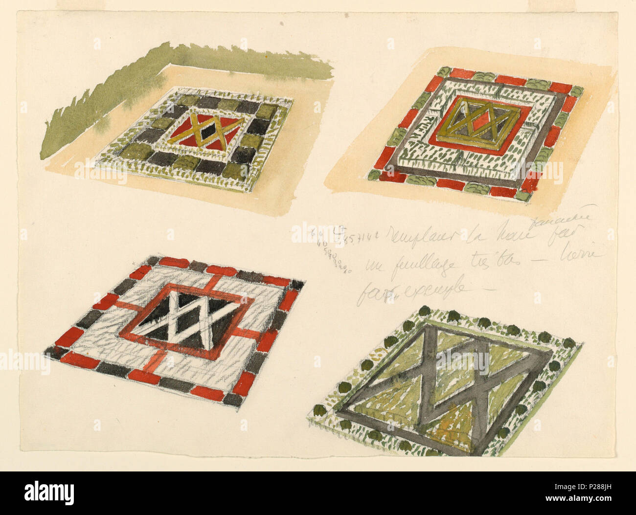 104 Dessin, quatre études de parterres de jardin, 1912-19 (CH) 18636647 Banque D'Images