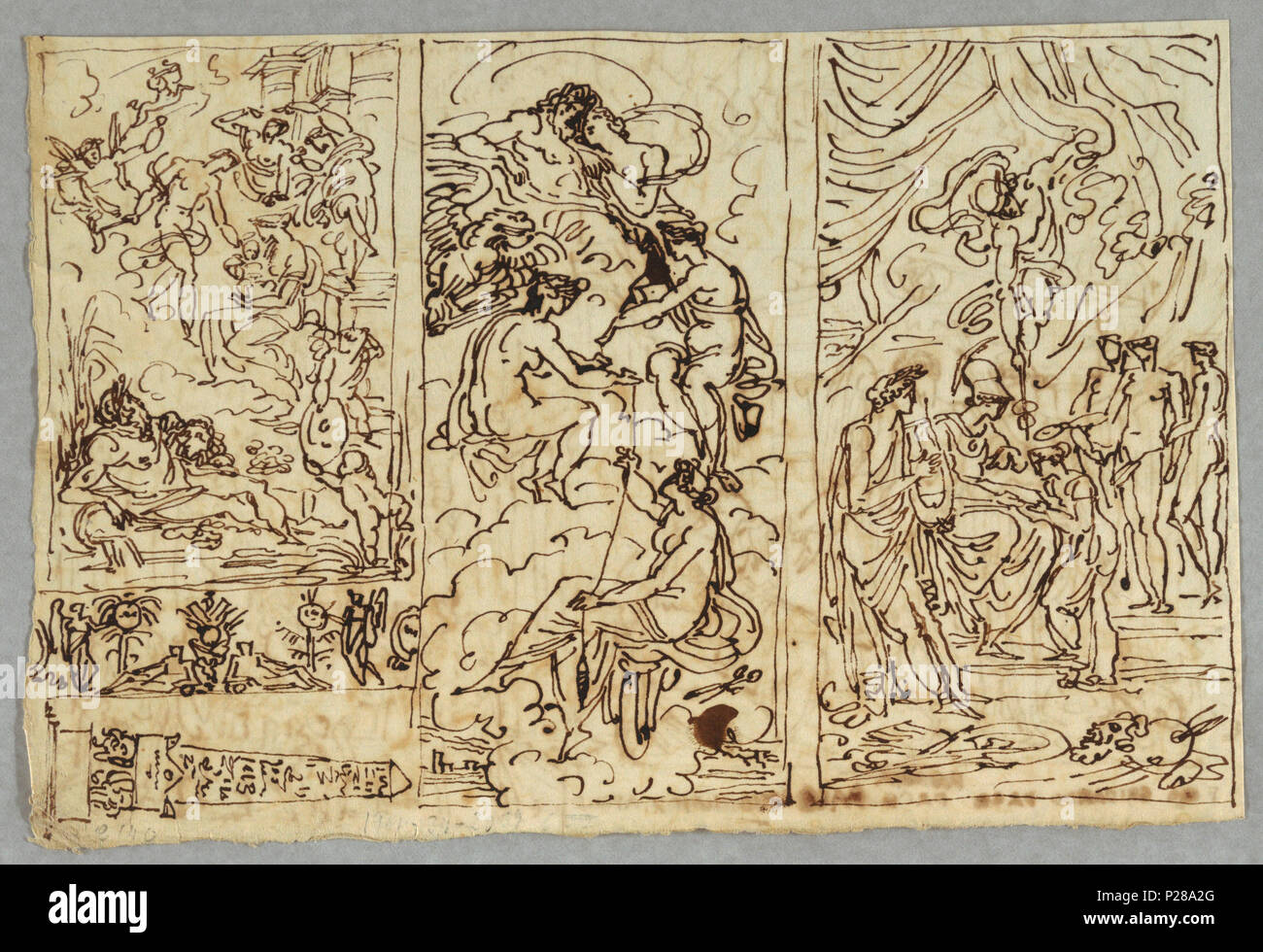 . Anglais : Dessin, scène biblique ou mythologique, Junon et Jupiter ont intronisé avec Three Fates ; Trois Grâces avec Apollon et Minerve ; relief sculptural et obélisque . avant 1901 (la date d'acquisition) 106 Dimensions, mythologiques ou bibliques ; Scène Juno et Jove ont intronisé avec Three Fates ; Trois Grâces avec Apollon et Minerve ; relief sculptural et l'Obélisque (CH) 18113355 Banque D'Images