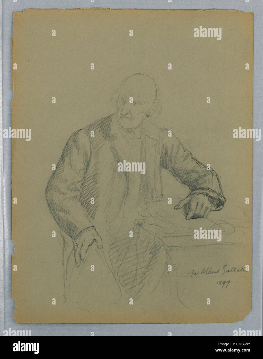 107 Dessin, étude pour un portrait d'Albert Gallatin assis, avec l'étude de Mlle la main droite de Litchfield, Verso, 1897-99 (CH) 18346509 Banque D'Images