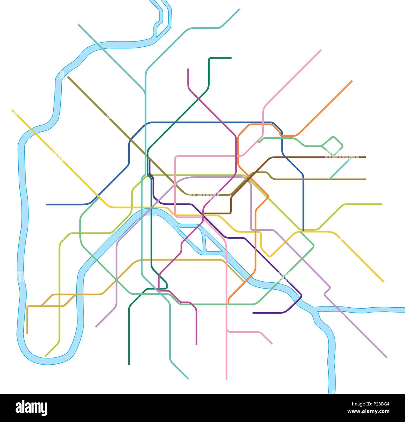 Métro de couleur carte vectorielle de Paris, France Illustration de Vecteur