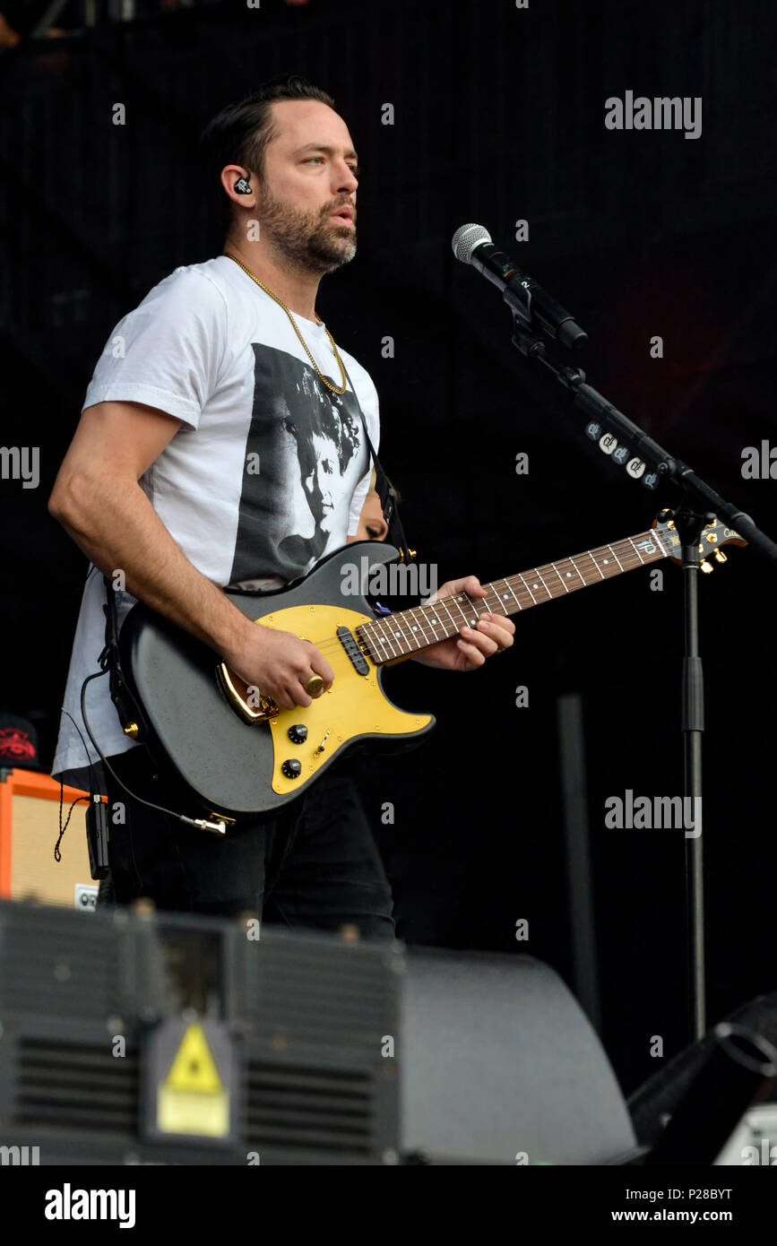 Napa Valley, Californie, le 25 mai 2018, Josh Carter de Phantogram sur la scène du Festival 2018 BottleRock à Napa, Californie Crédit : Ken Howard/Alamy Banque D'Images